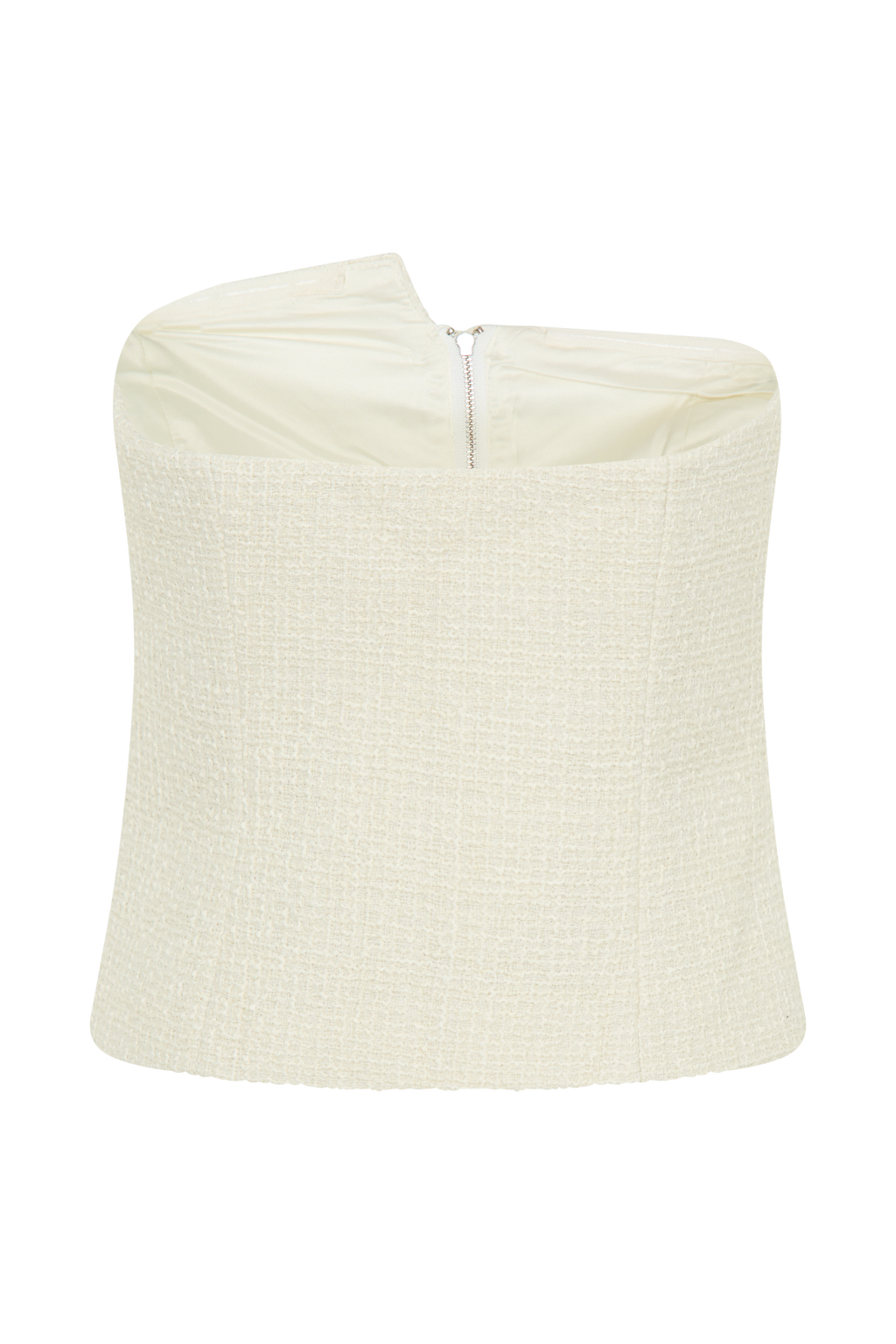 Levauro Parker Boucle Straplez Asimetrik Üst - Fildişi