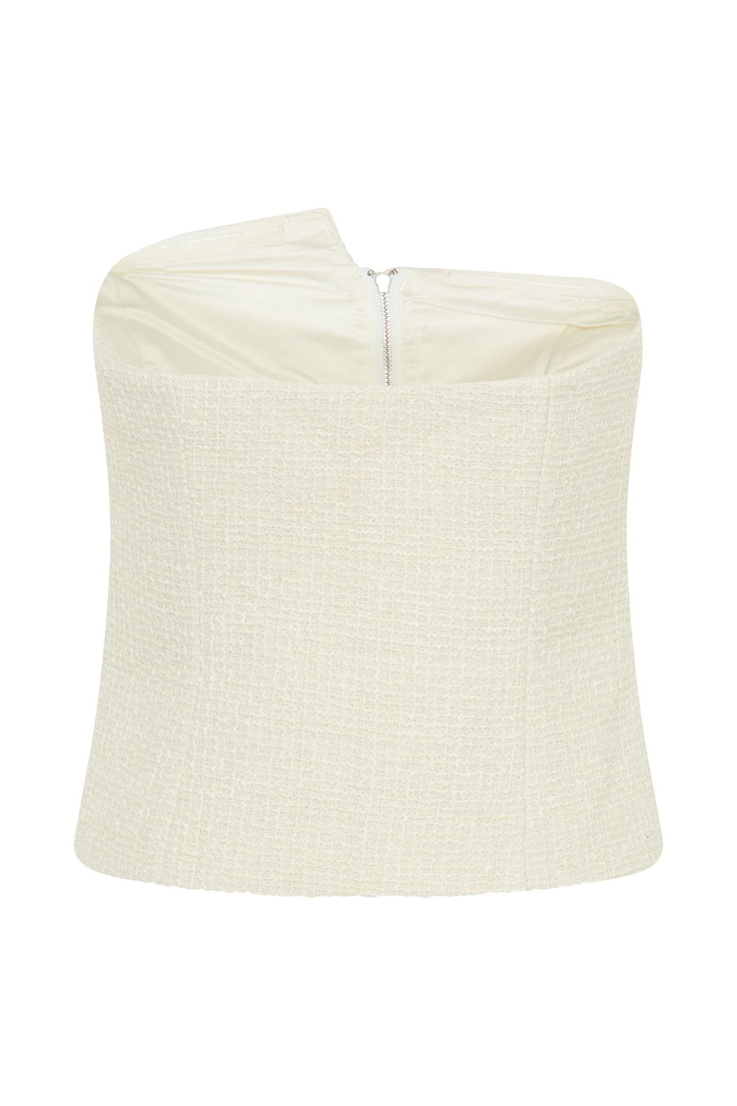 Levauro Parker Boucle Straplez Asimetrik Üst - Fildişi