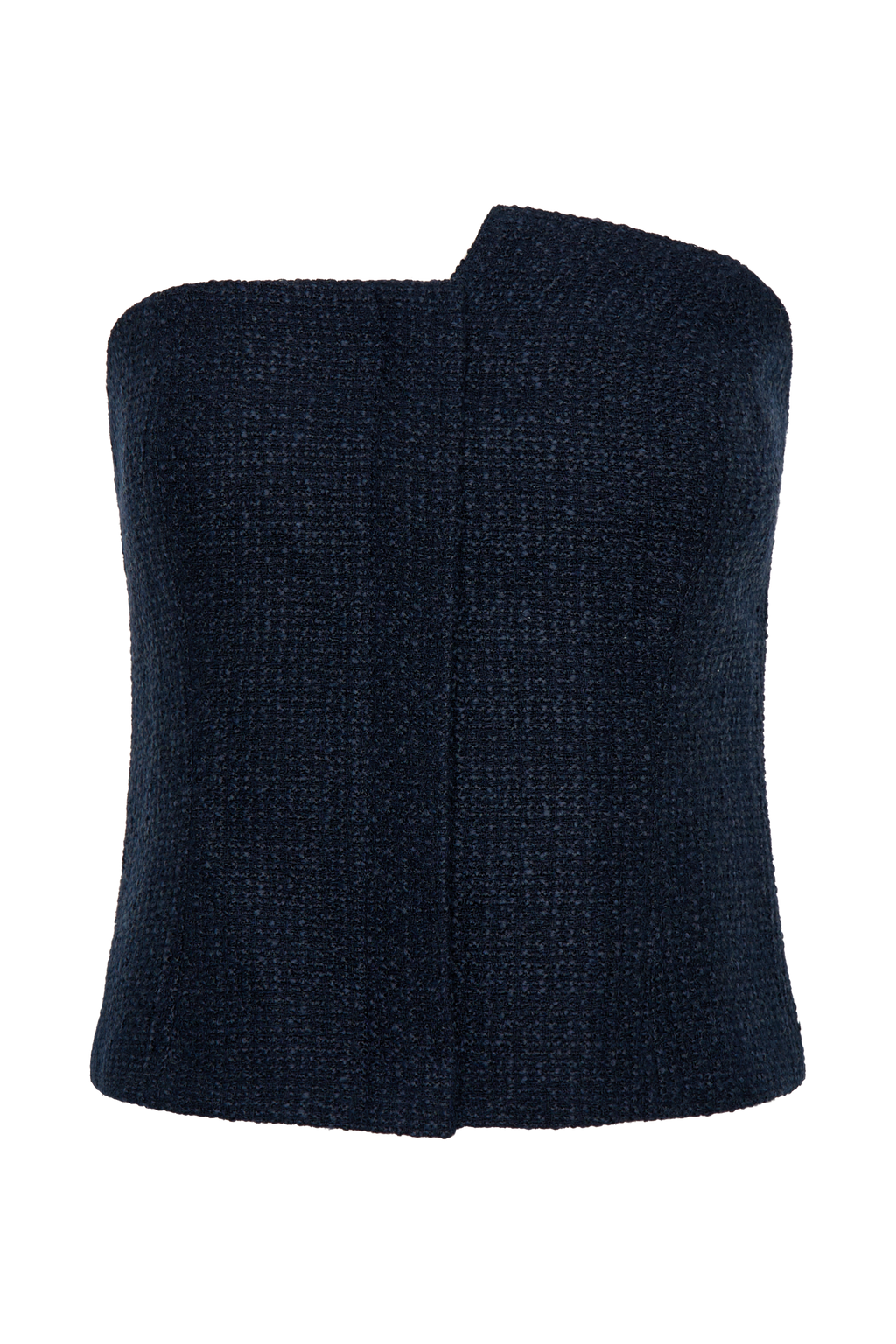 Levauro Parker Boucle Straplez Asimetrik Üst - Gece Mavisi