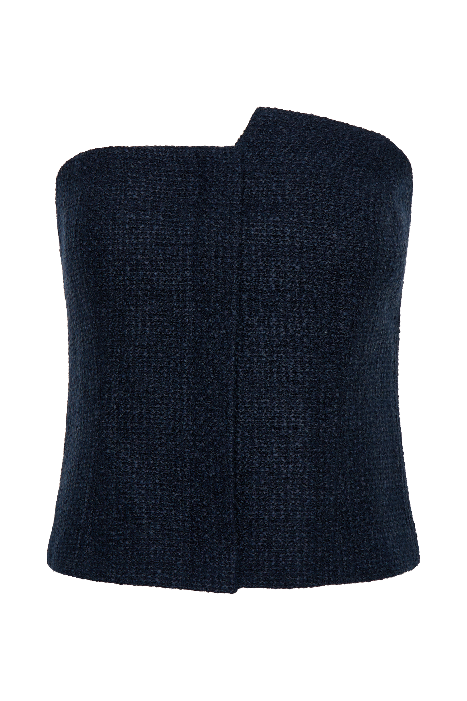 Levauro Parker Boucle Straplez Asimetrik Üst - Gece Mavisi