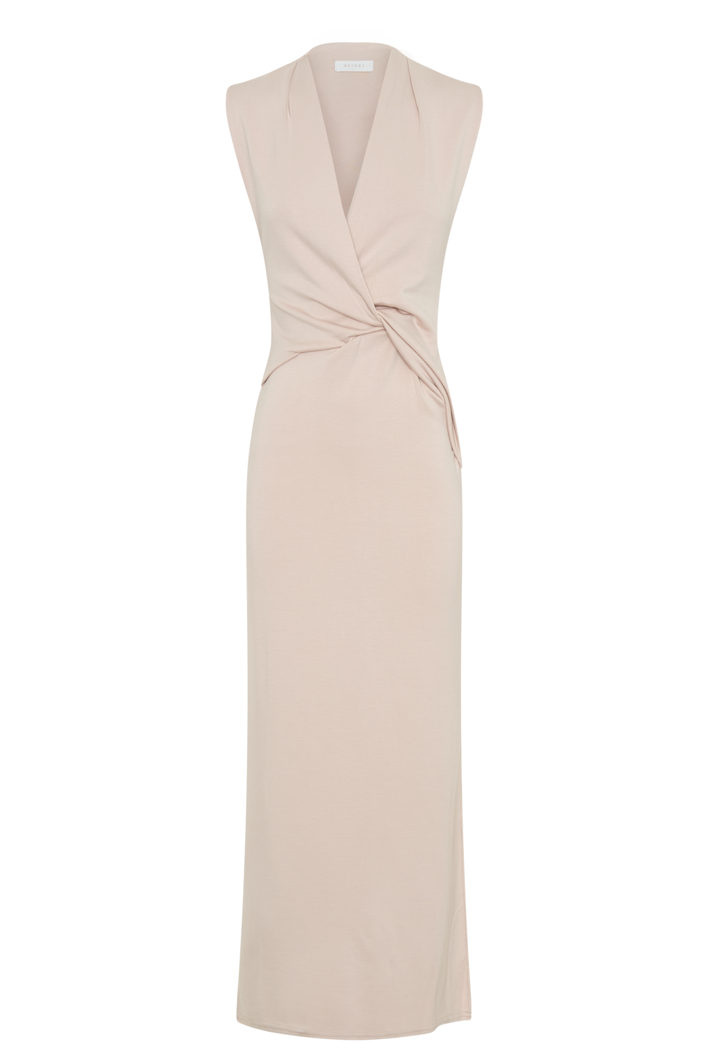 Levauro Lorelei Krep Twist Midi Elbise - Taupe