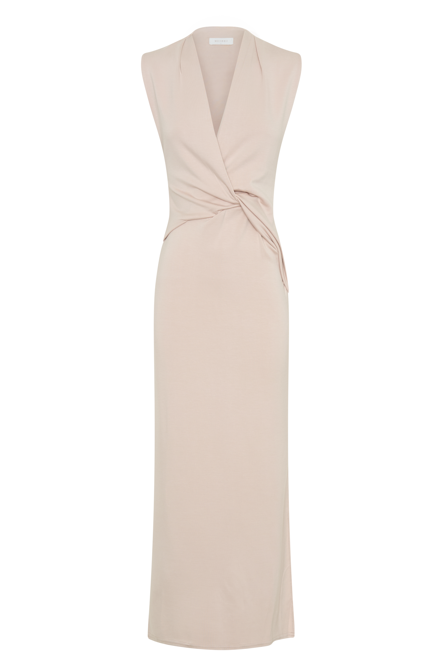 Levauro Lorelei Krep Twist Midi Elbise - Taupe