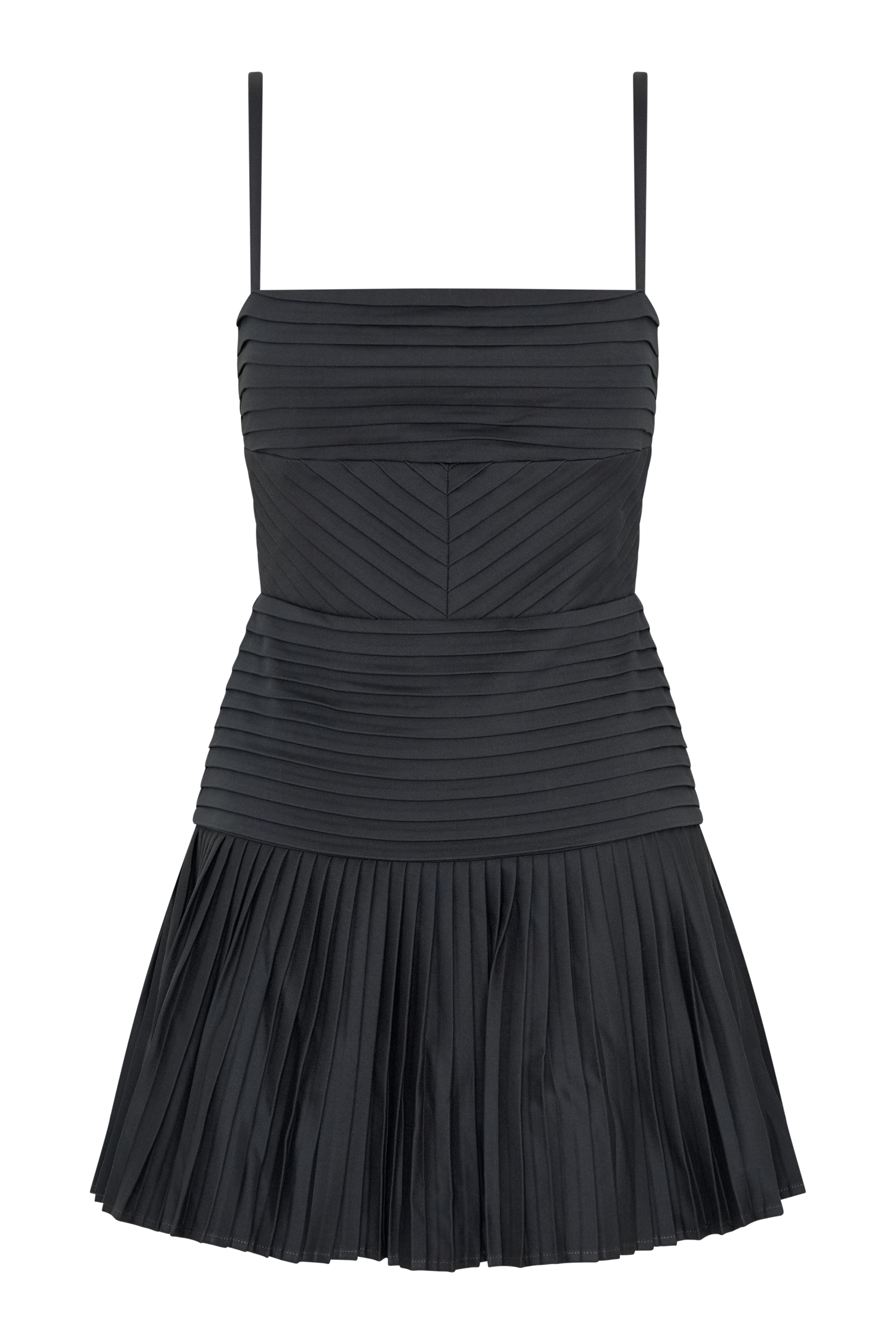 Levauro  Rylee Multi Plise Mini Elbise - Kömür