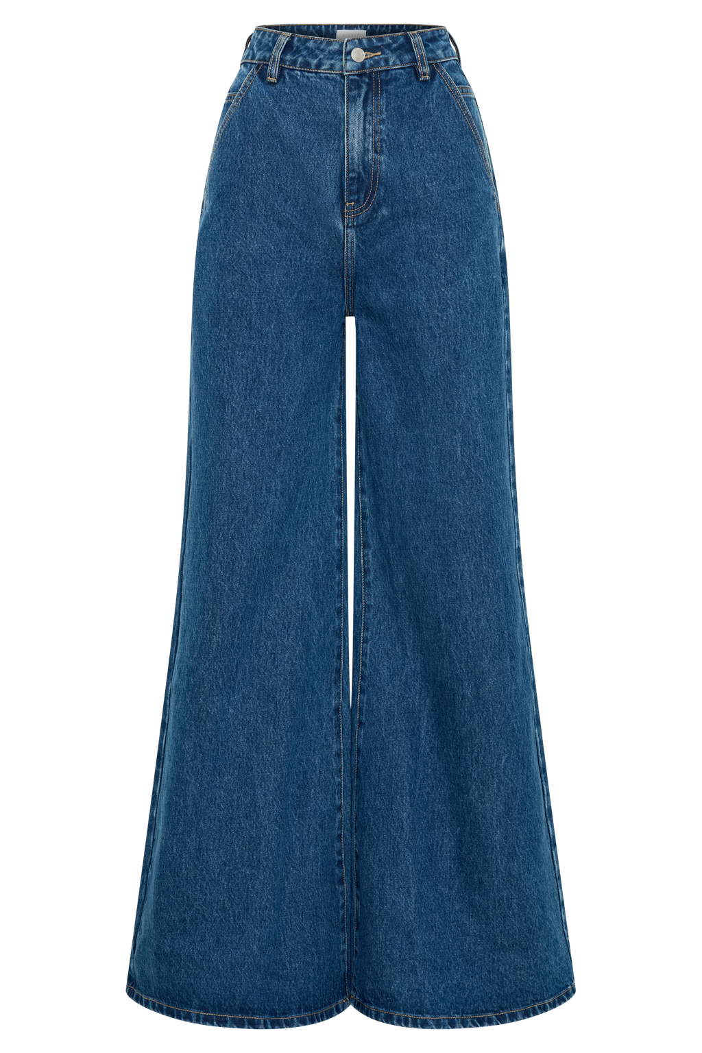 Levauro  Jen Geniş Paça Flare Denim Jeans - Lacivert
