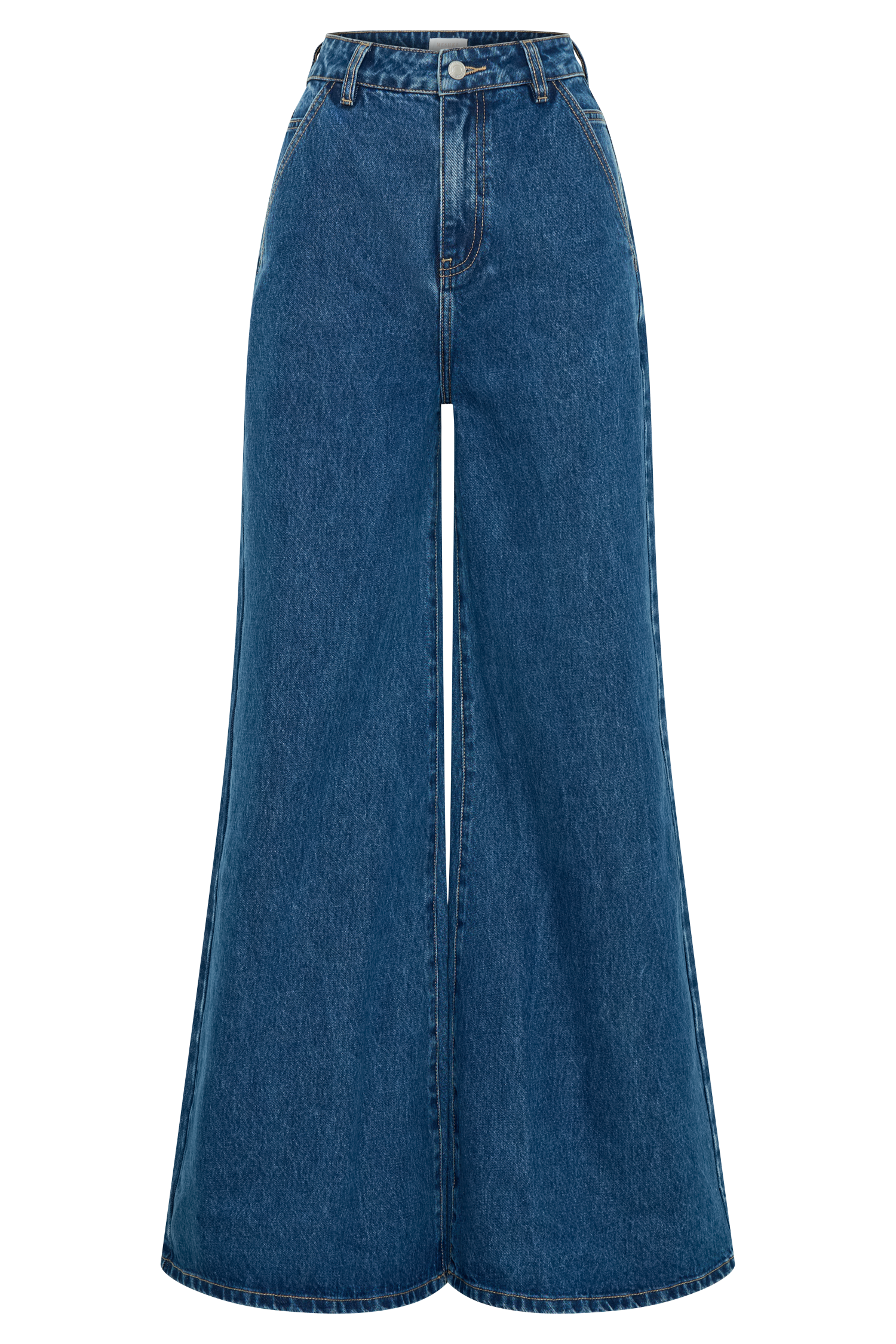 Levauro  Jen Geniş Paça Flare Denim Jeans - Lacivert