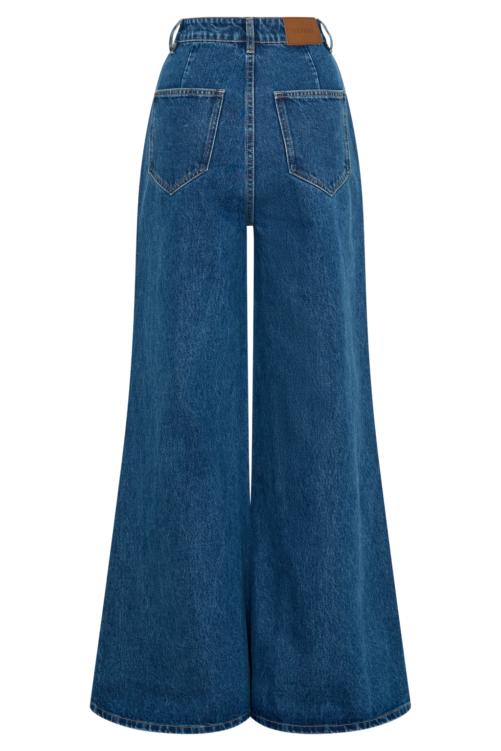 Levauro  Jen Geniş Paça Flare Denim Jeans - Lacivert