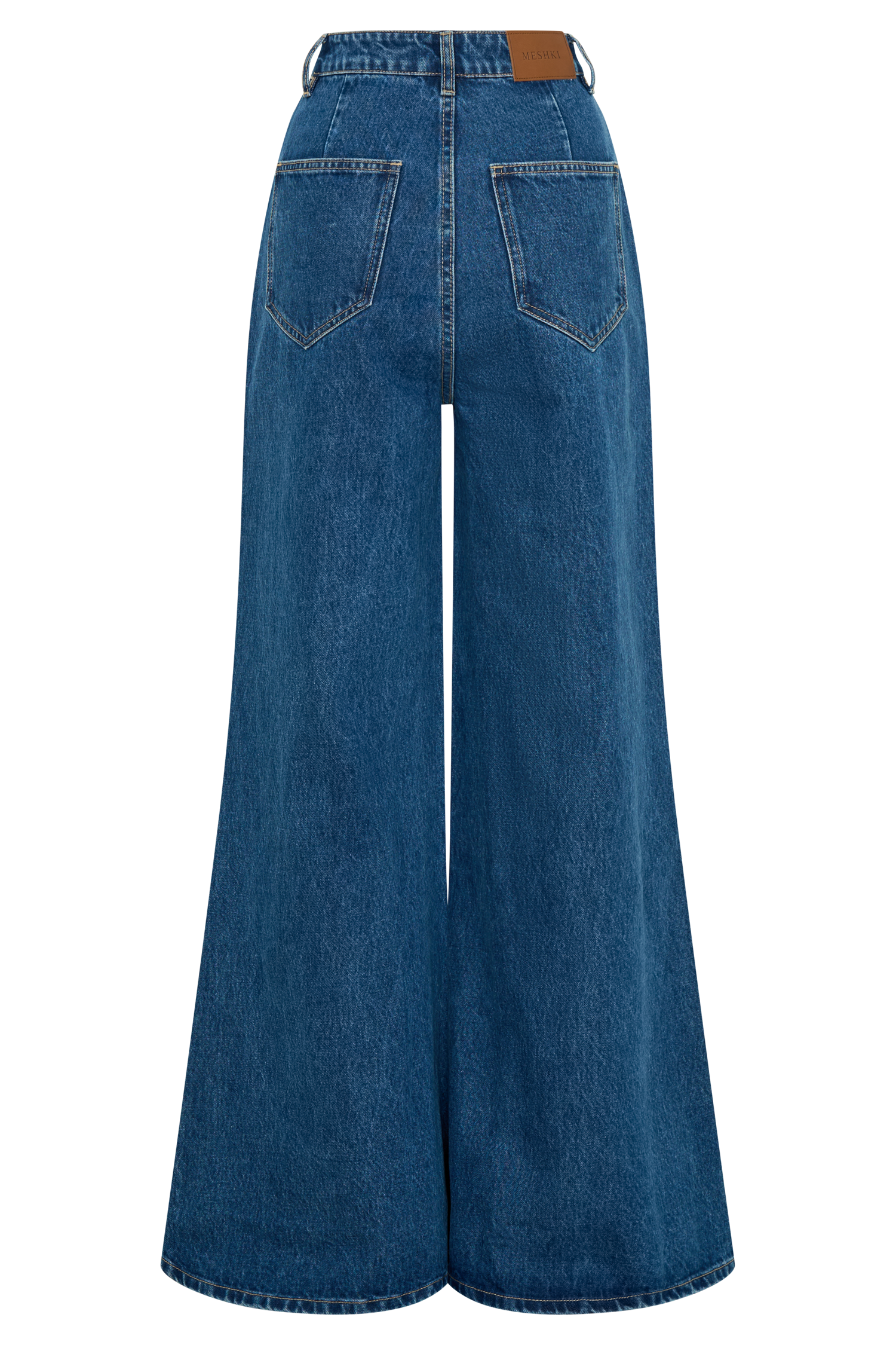 Levauro  Jen Geniş Paça Flare Denim Jeans - Lacivert