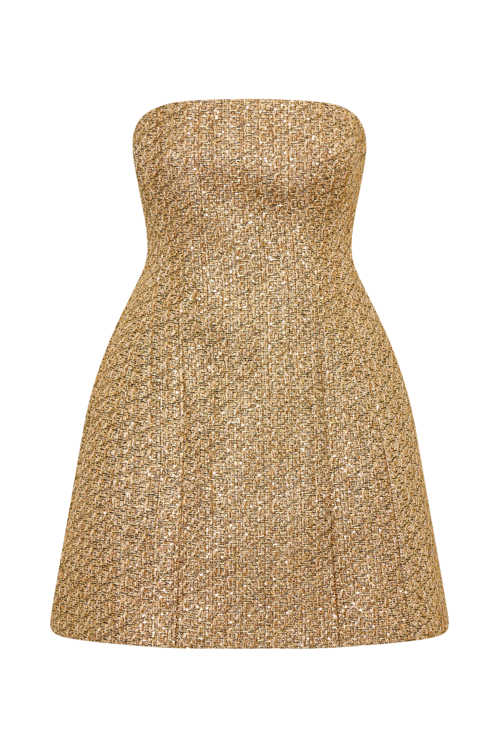 Levauro  Gala Straplez Tüvit Mini Elbise - Gold