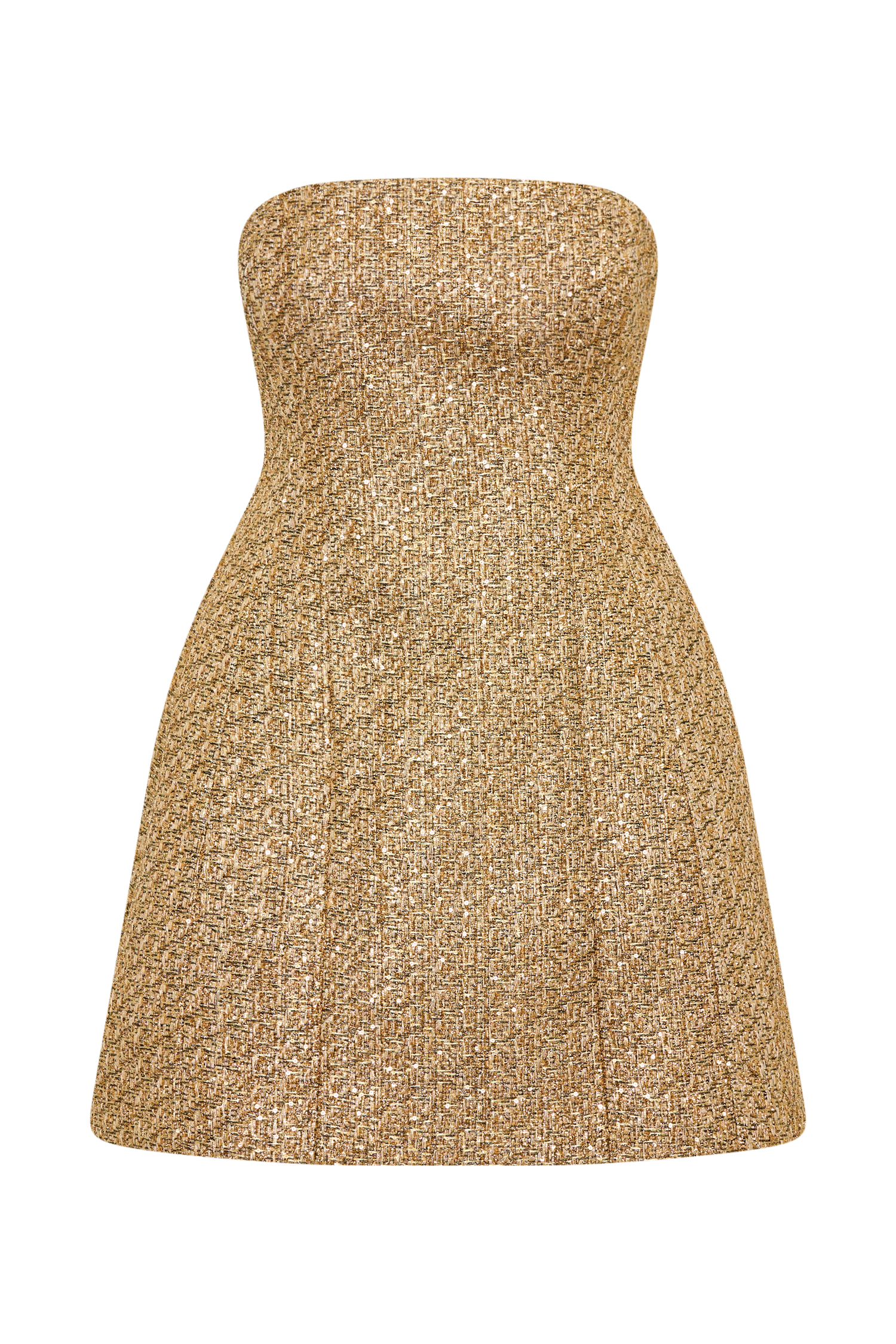 Levauro  Gala Straplez Tüvit Mini Elbise - Gold
