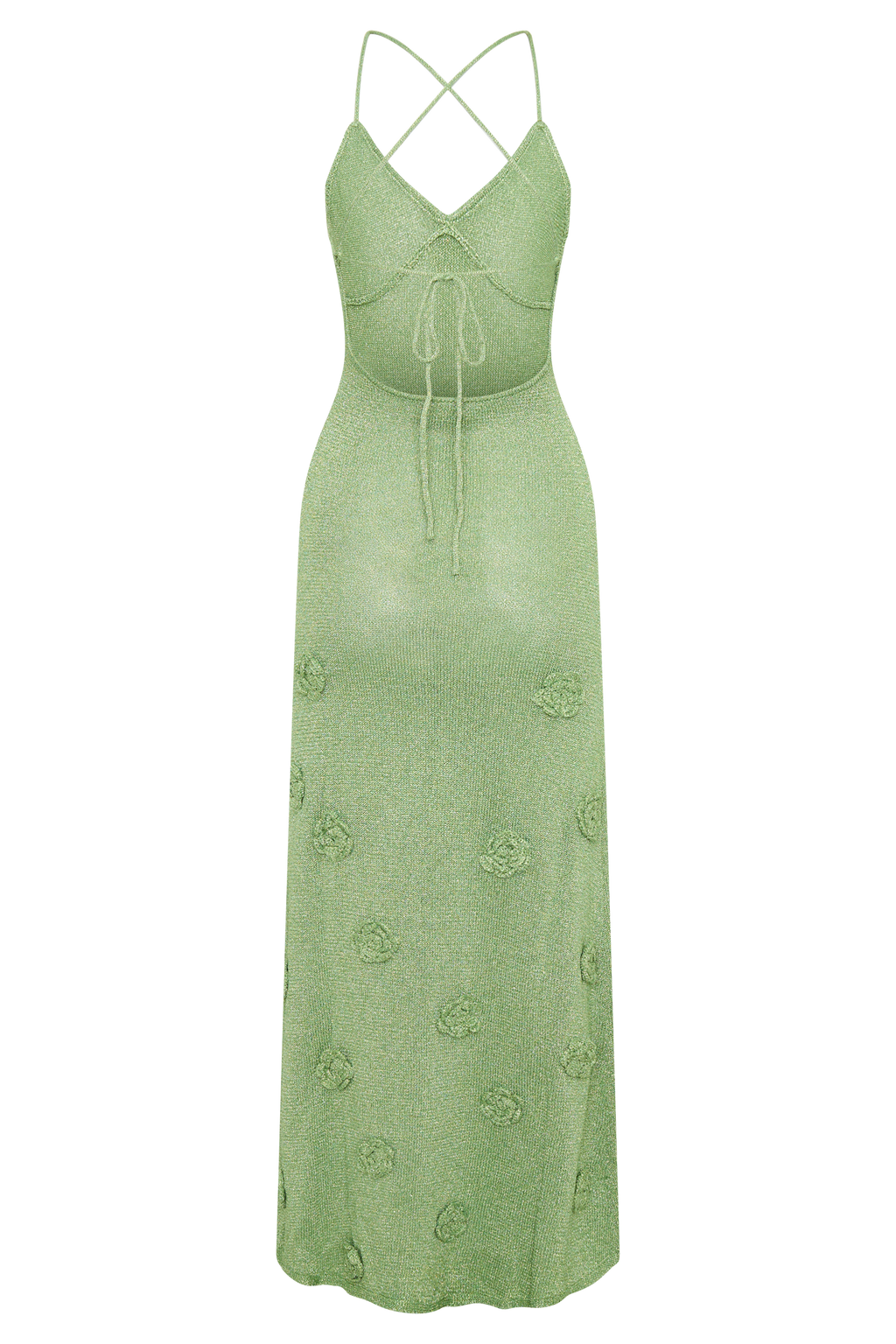 Levauro Suki Metalik Örgü Maxi Elbise - Pastel Yeşil
