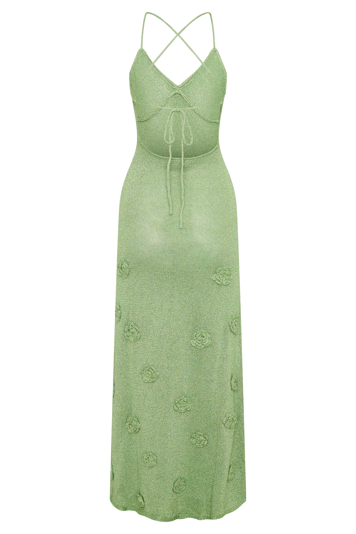 Levauro Suki Metalik Örgü Maxi Elbise - Pastel Yeşil