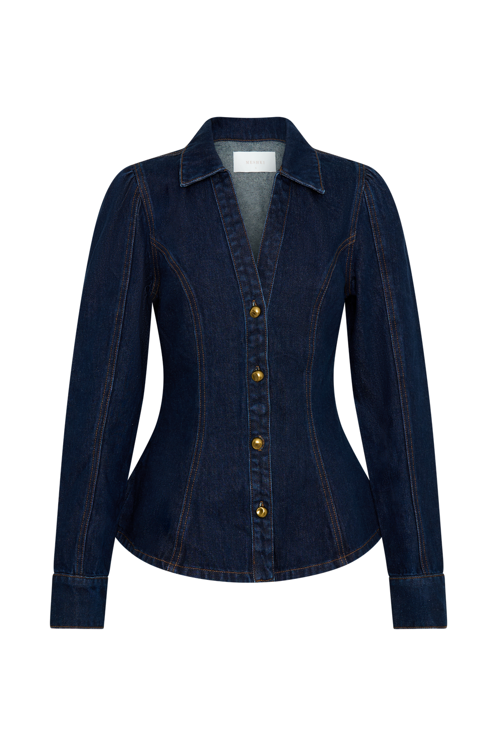 Levauro Hilary Uzun Kollu Denim Üst - İndigo Mavi