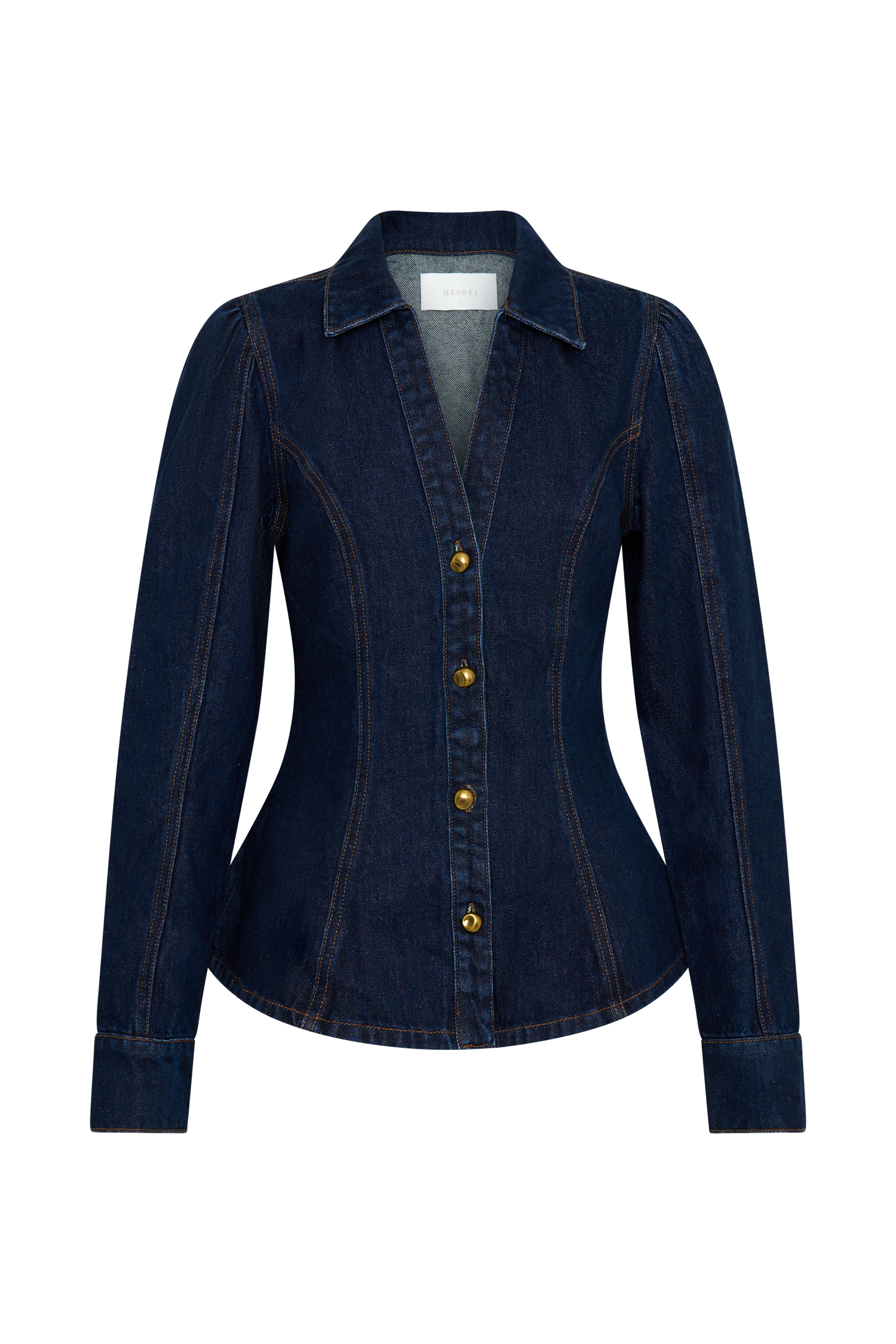 Levauro Hilary Uzun Kollu Denim Üst - İndigo Mavi