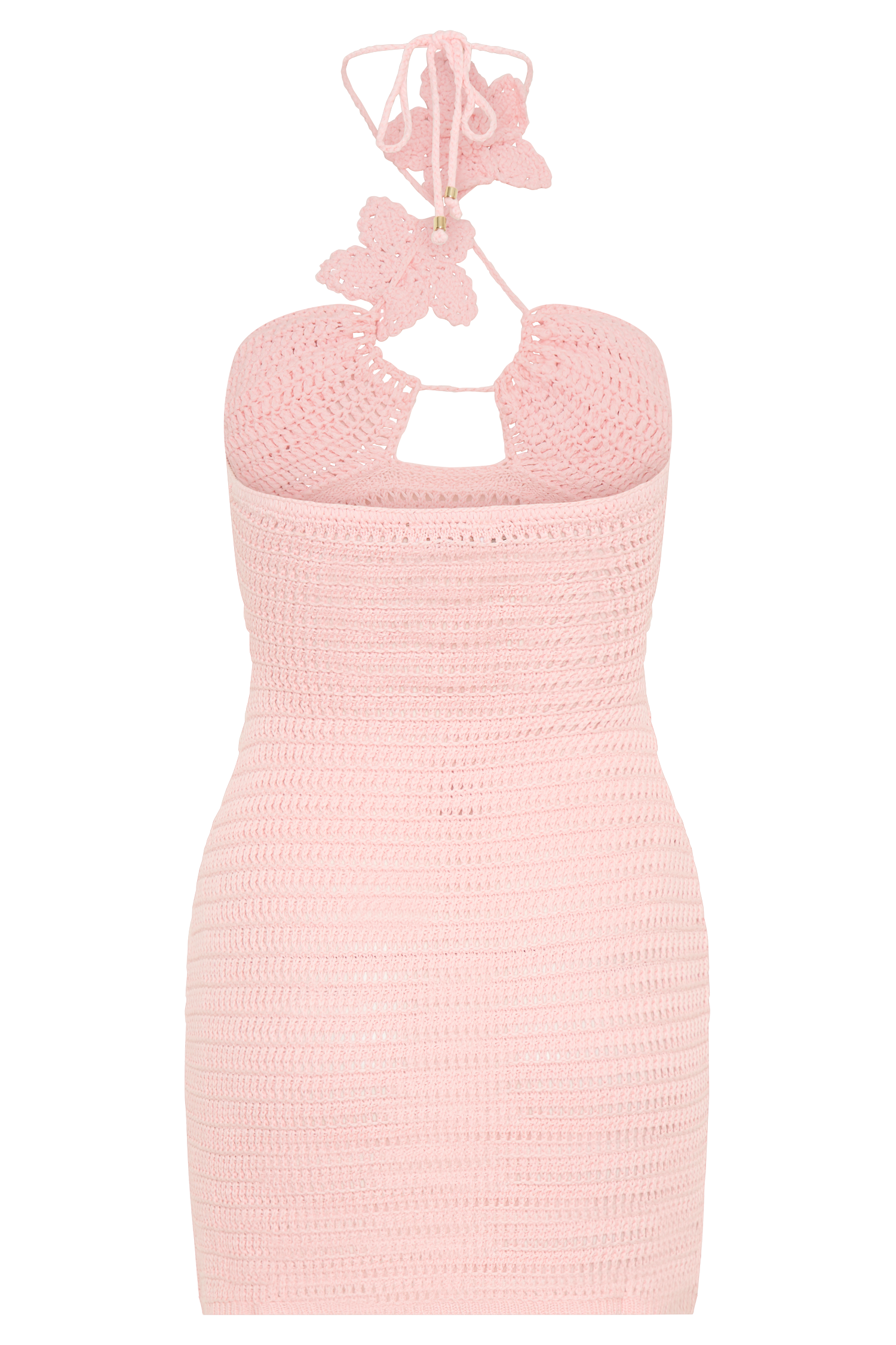 Levauro Kyla Çiçekli Tığ İşi Mini Elbise - Pembe