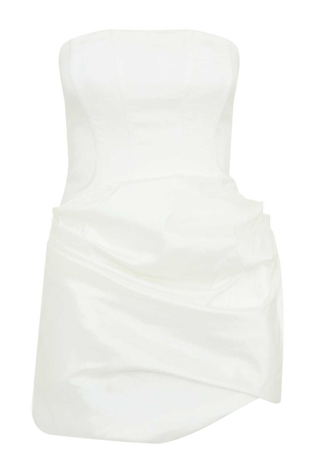 Levauro Sasha Tafta Straplez Korse Mini Elbise - Beyaz