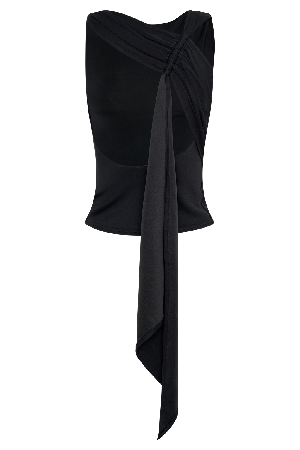 Levauro Catelyn Asimetrik Scuba Jersey Üst - Siyah