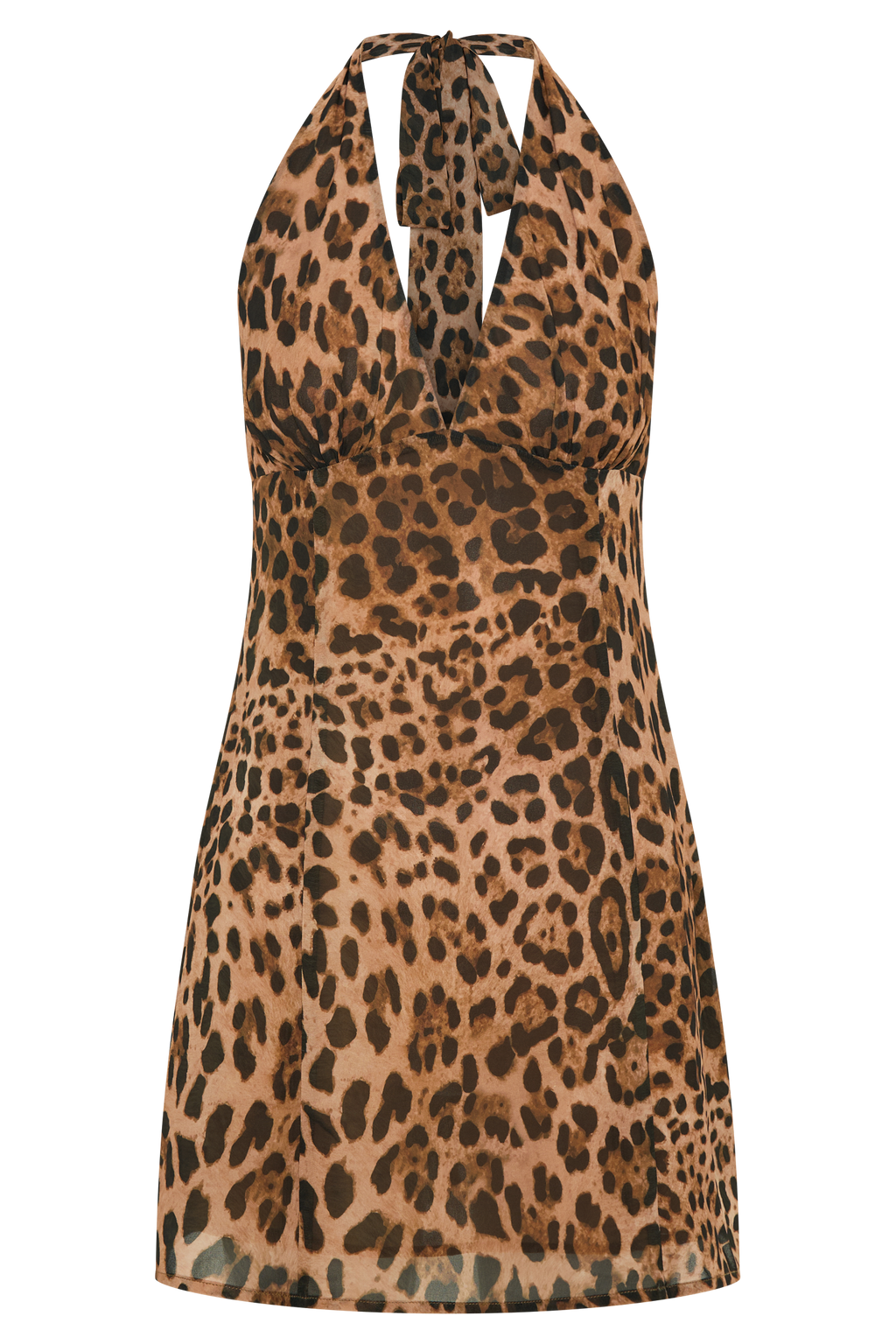 Levauro Ashley Şifon Mini Elbise - Leopar Desenli