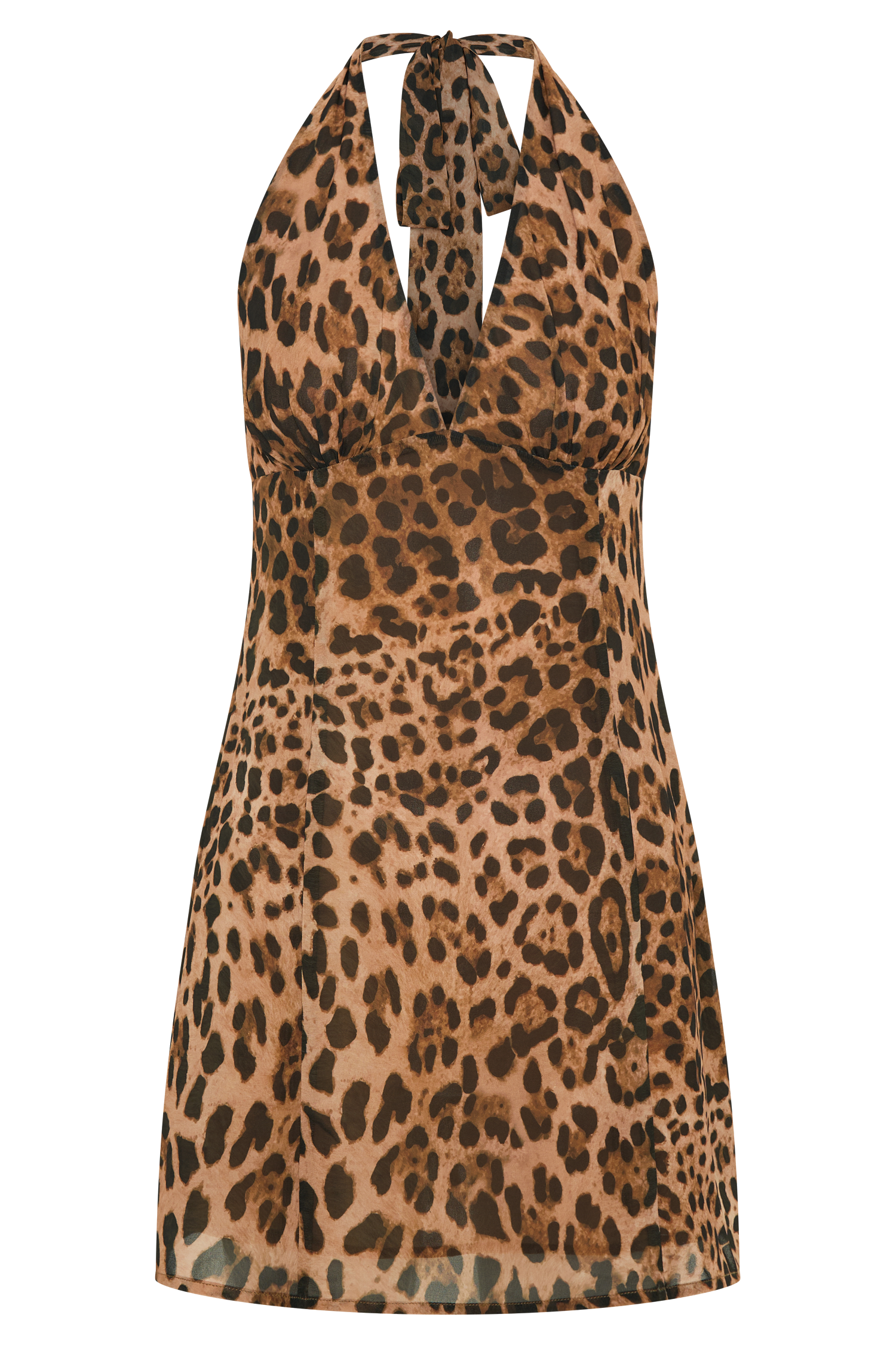 Levauro Ashley Şifon Mini Elbise - Leopar Desenli