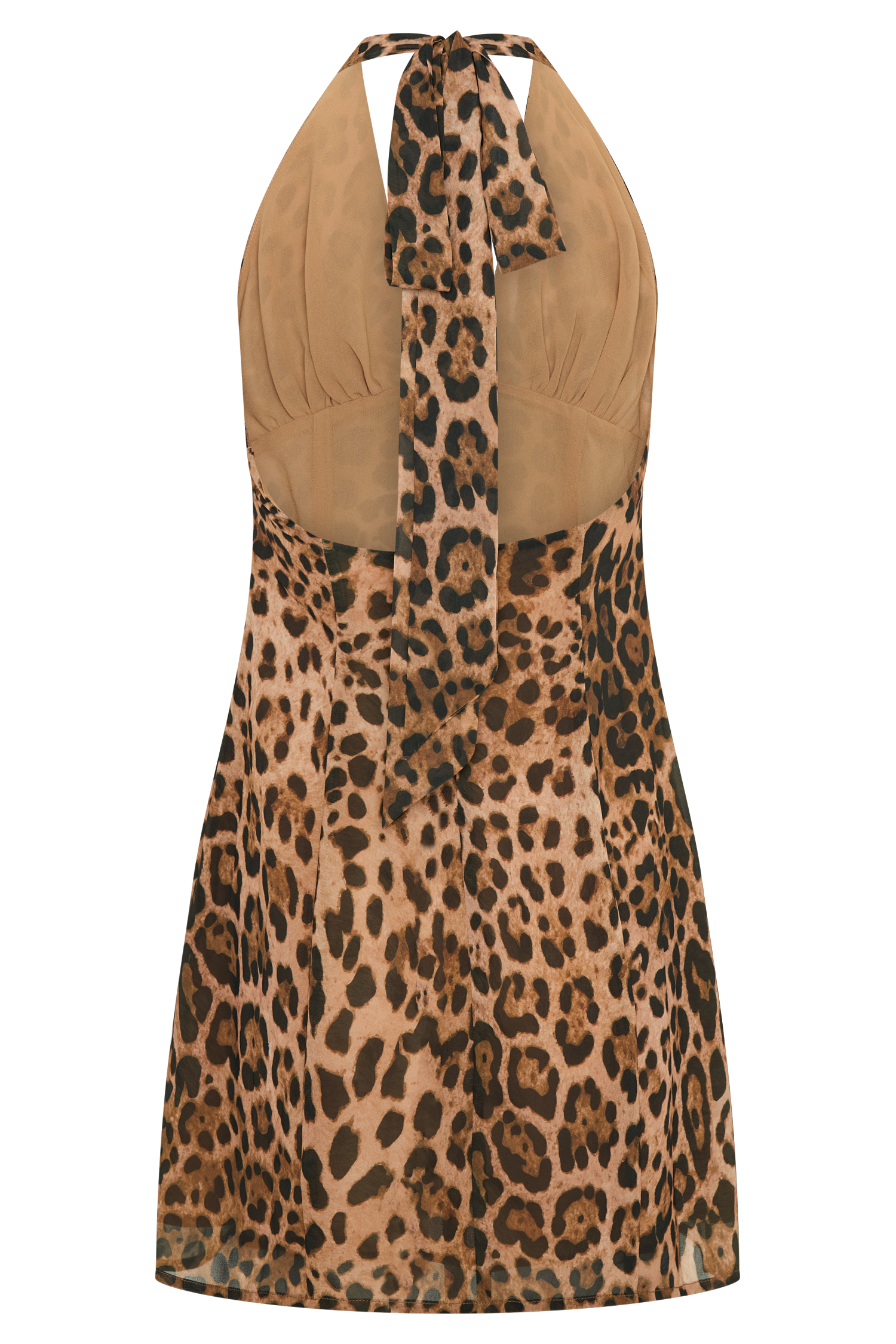 Levauro Ashley Şifon Mini Elbise - Leopar Desenli