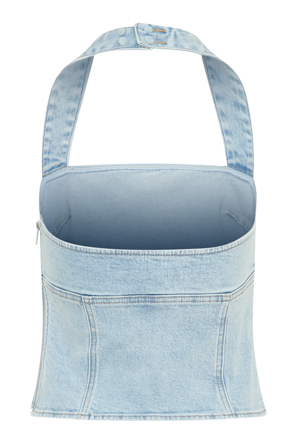 Levauro Dayna Denim Boyundan Bağlamalı Üst - Açık Mavi
