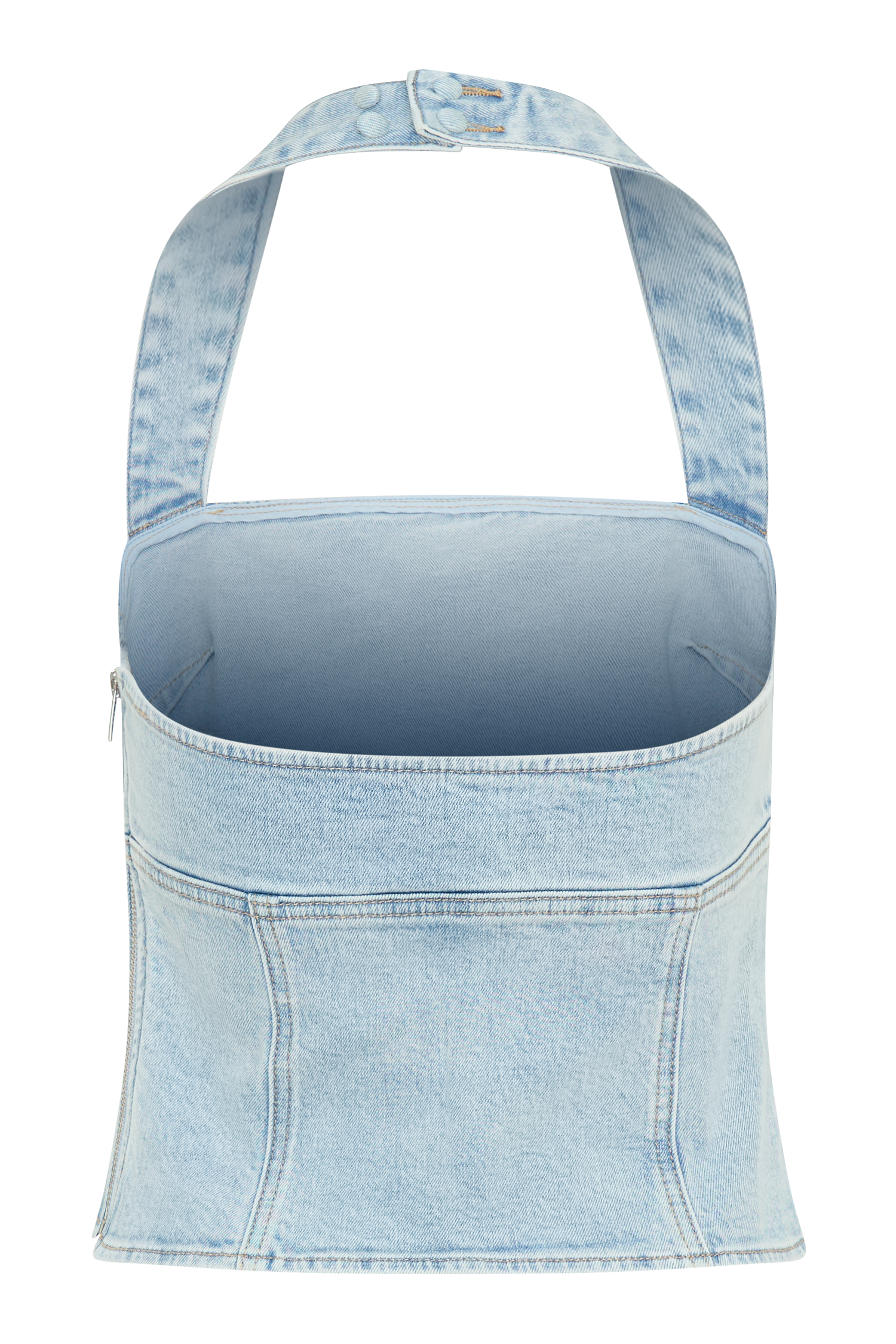 Levauro Dayna Denim Boyundan Bağlamalı Üst - Açık Mavi