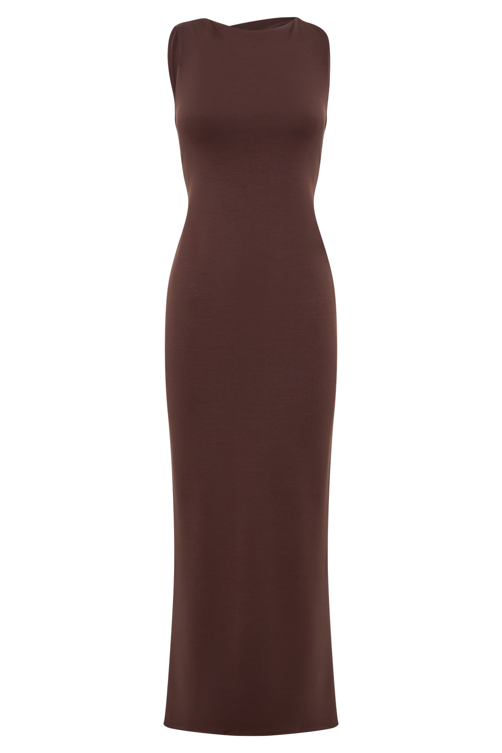 Levauro Catelyn Asimetrik Scuba Jersey Midi Elbise - Kakao Kahvesi