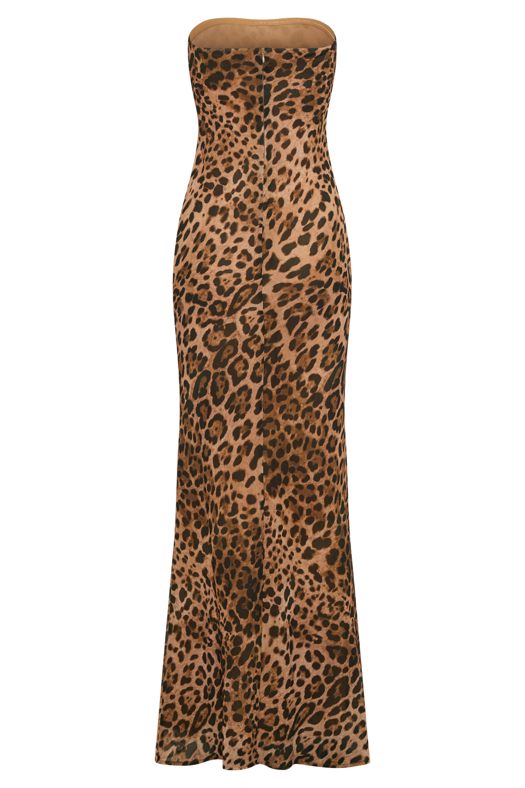 Levauro Breanna Straplez Şifon Maxi Elbise - Leopar Desenli