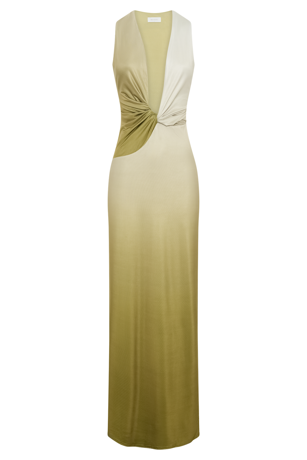 Levauro Stella Drapeli Dar Maxi Elbise - Ombre Vintage Zeytin