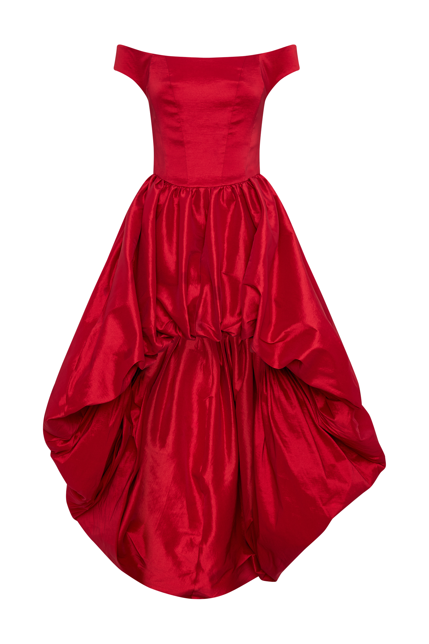 Levauro Amelia Bubble Maxi Elbise - Yakut Kırmızısı