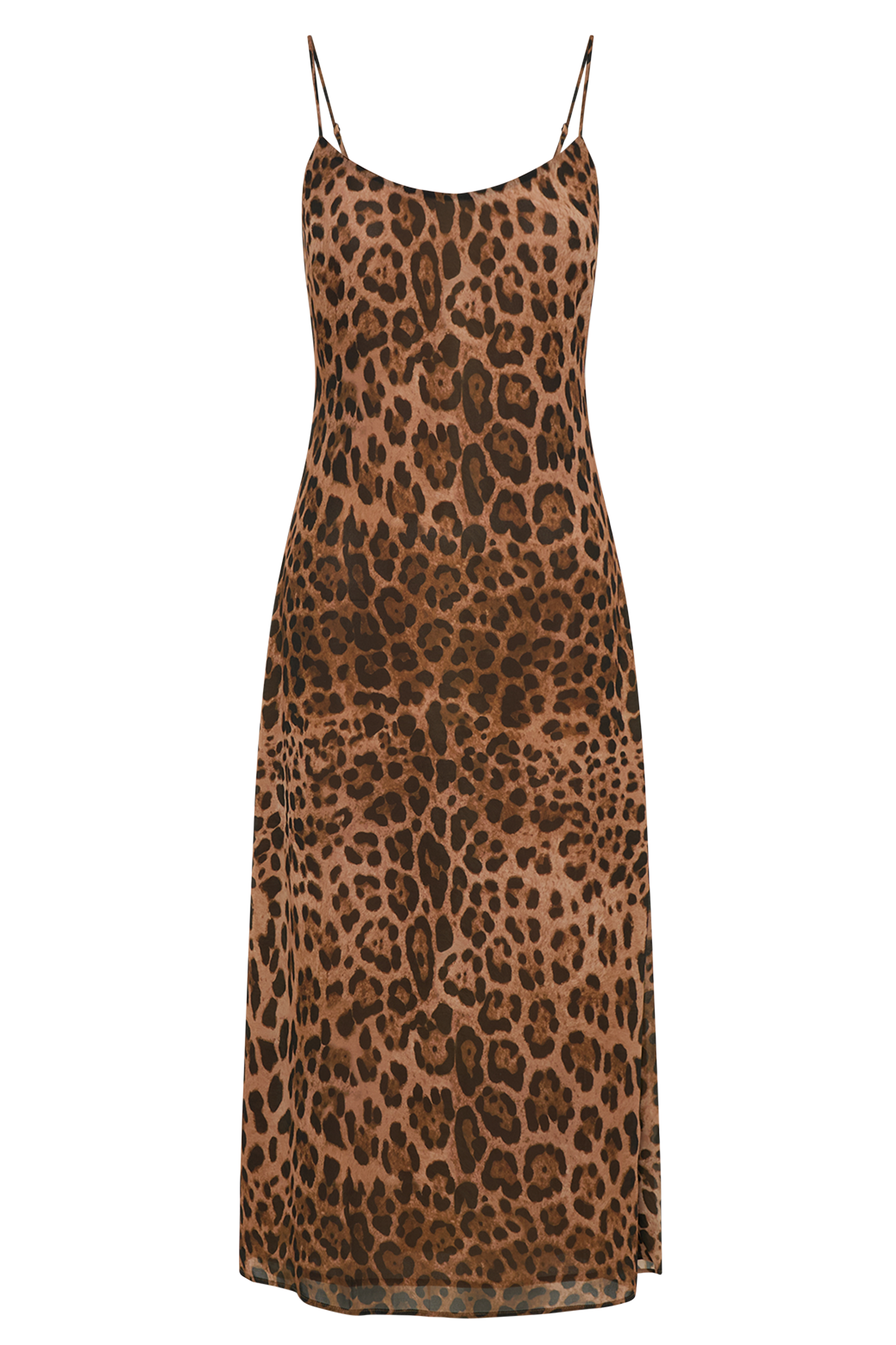 Levauro Leanne Şifon Midi Elbise - Leopar Desenli