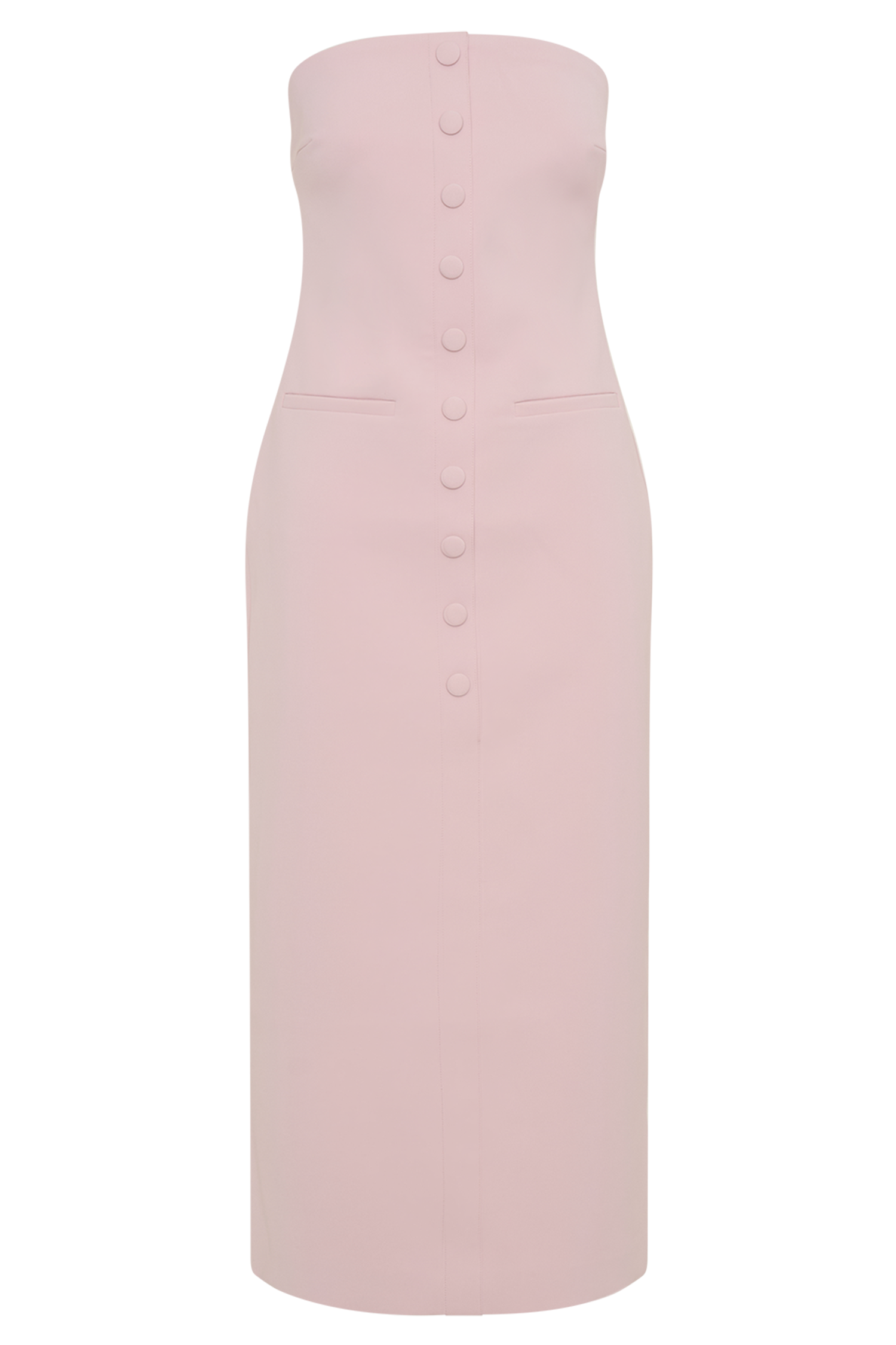 Levauro Sussan Straplez Midi Elbise - Pudra