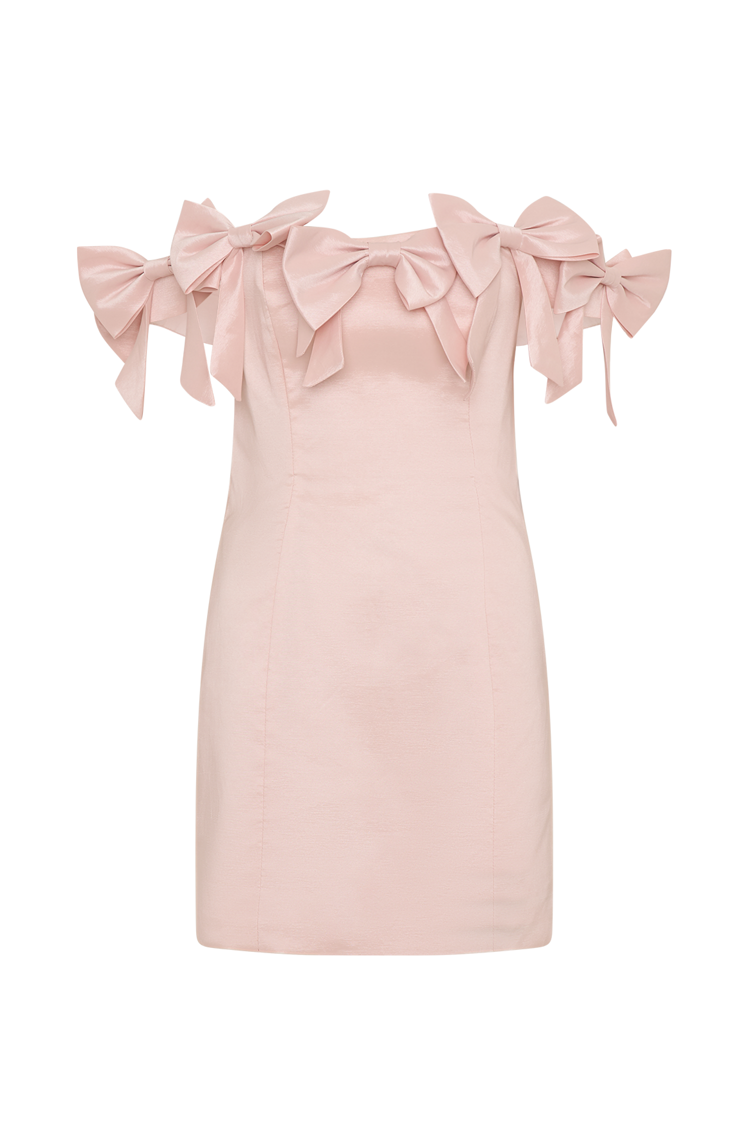 Levauro Rose Straplez Fiyonklu Mini Elbise - Pudra