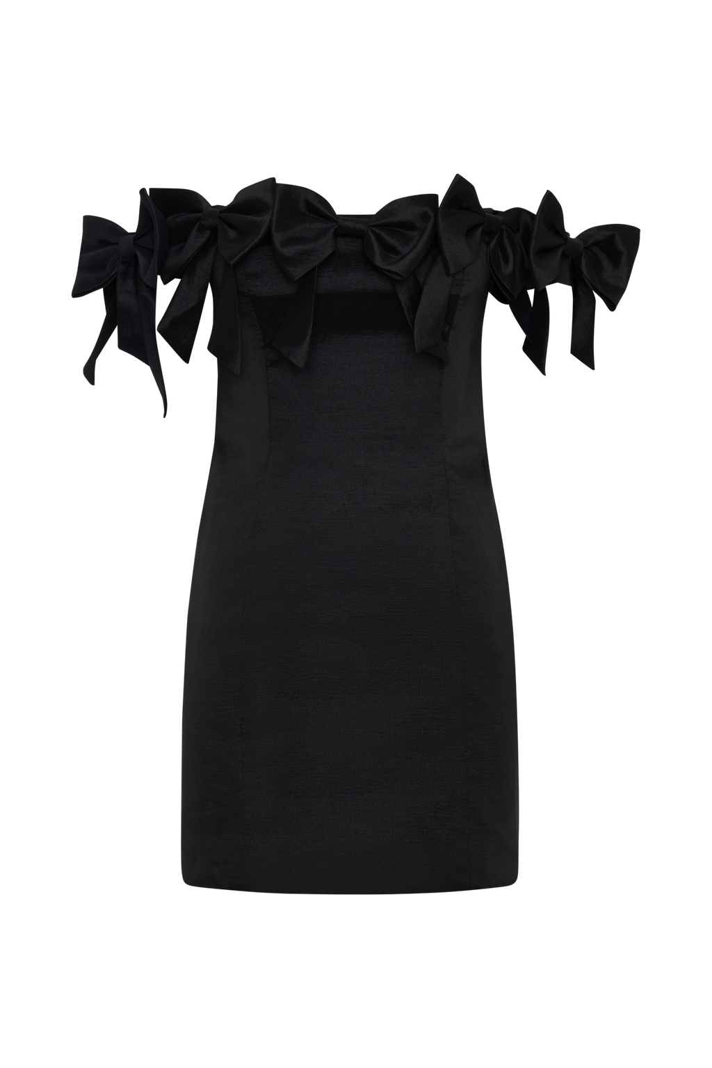 Levauro Rose Straplez Fiyonklu Mini Elbise - Siyah