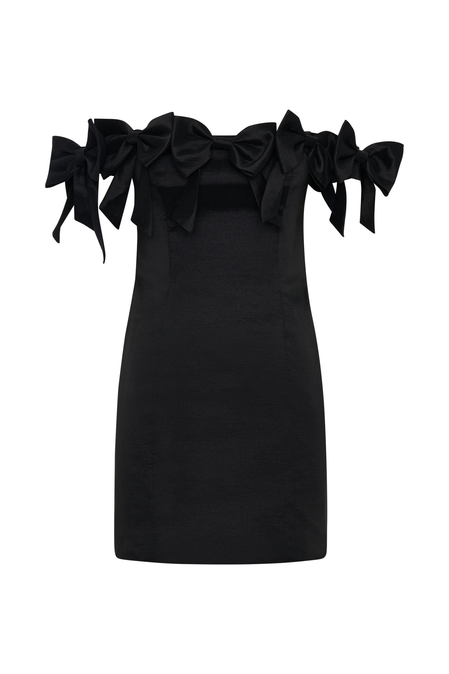 Levauro Rose Straplez Fiyonklu Mini Elbise - Siyah