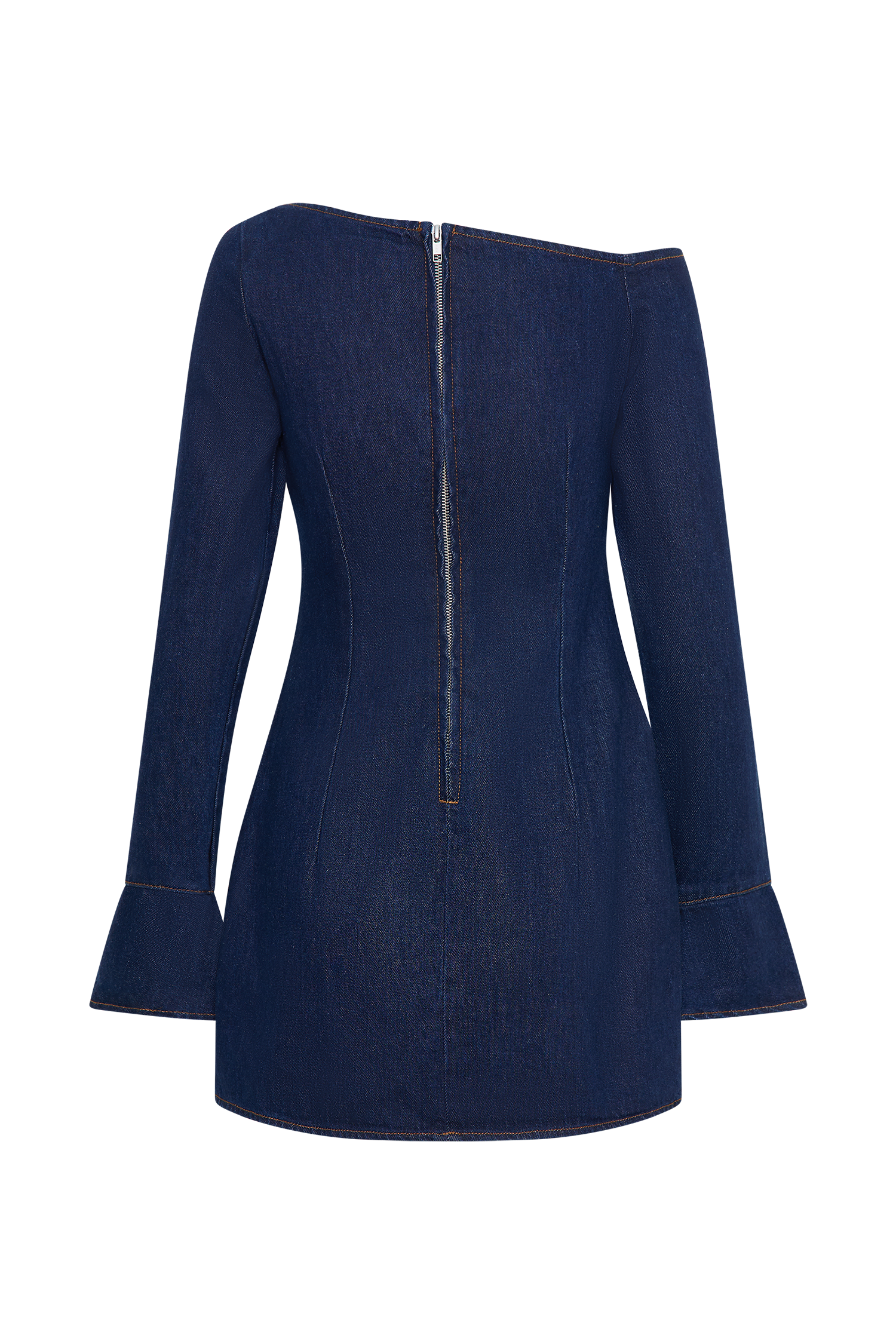 Levauro  Cece Bağcıklı Denim Mini Elbise - İndigo Mavi