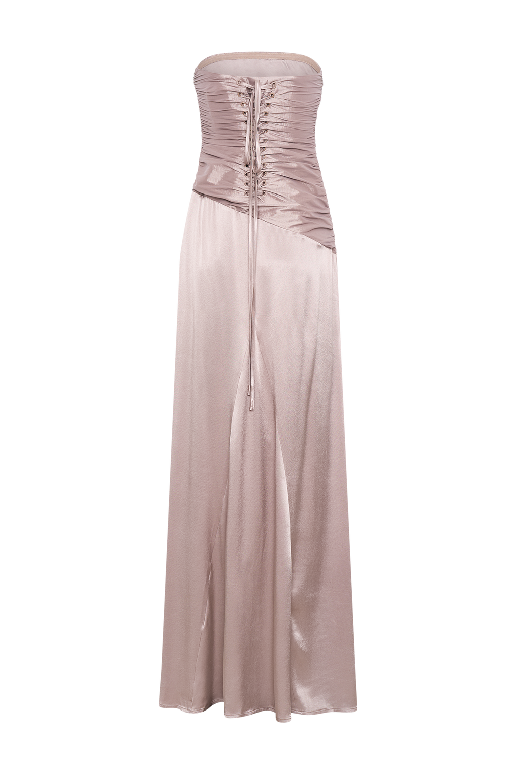 Levauro Serena Straplez Tafta Maxi Elbise - Bronz Taupe