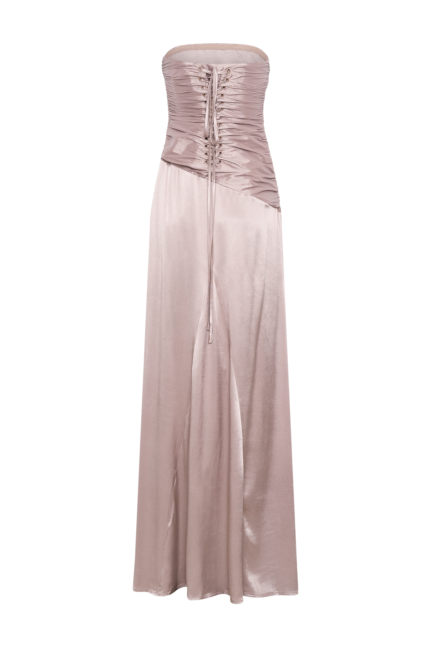 Levauro Serena Straplez Tafta Maxi Elbise - Bronz Taupe