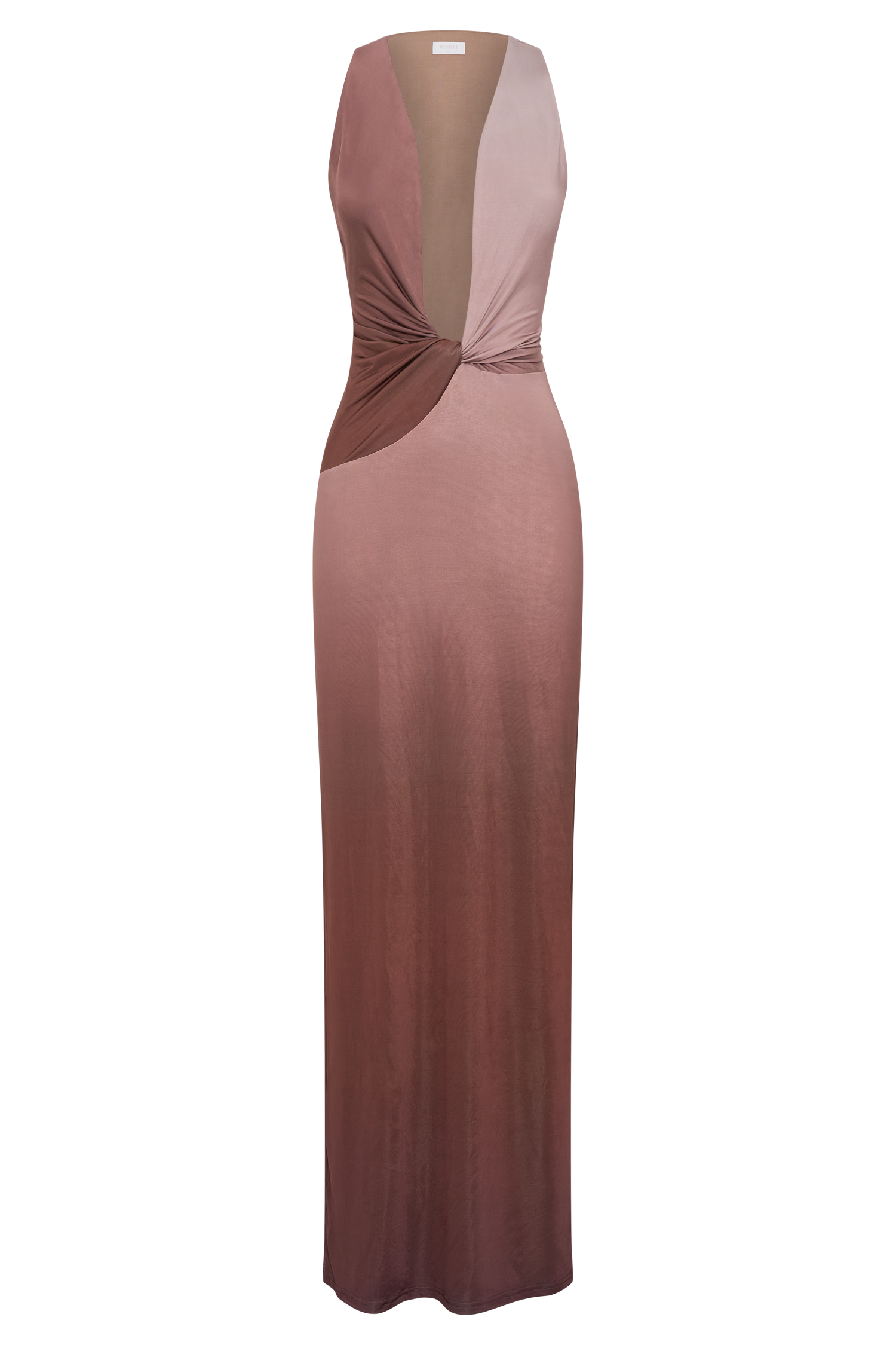 Levauro Stella Drapeli Dar Maxi Elbise - Mocha Ombre