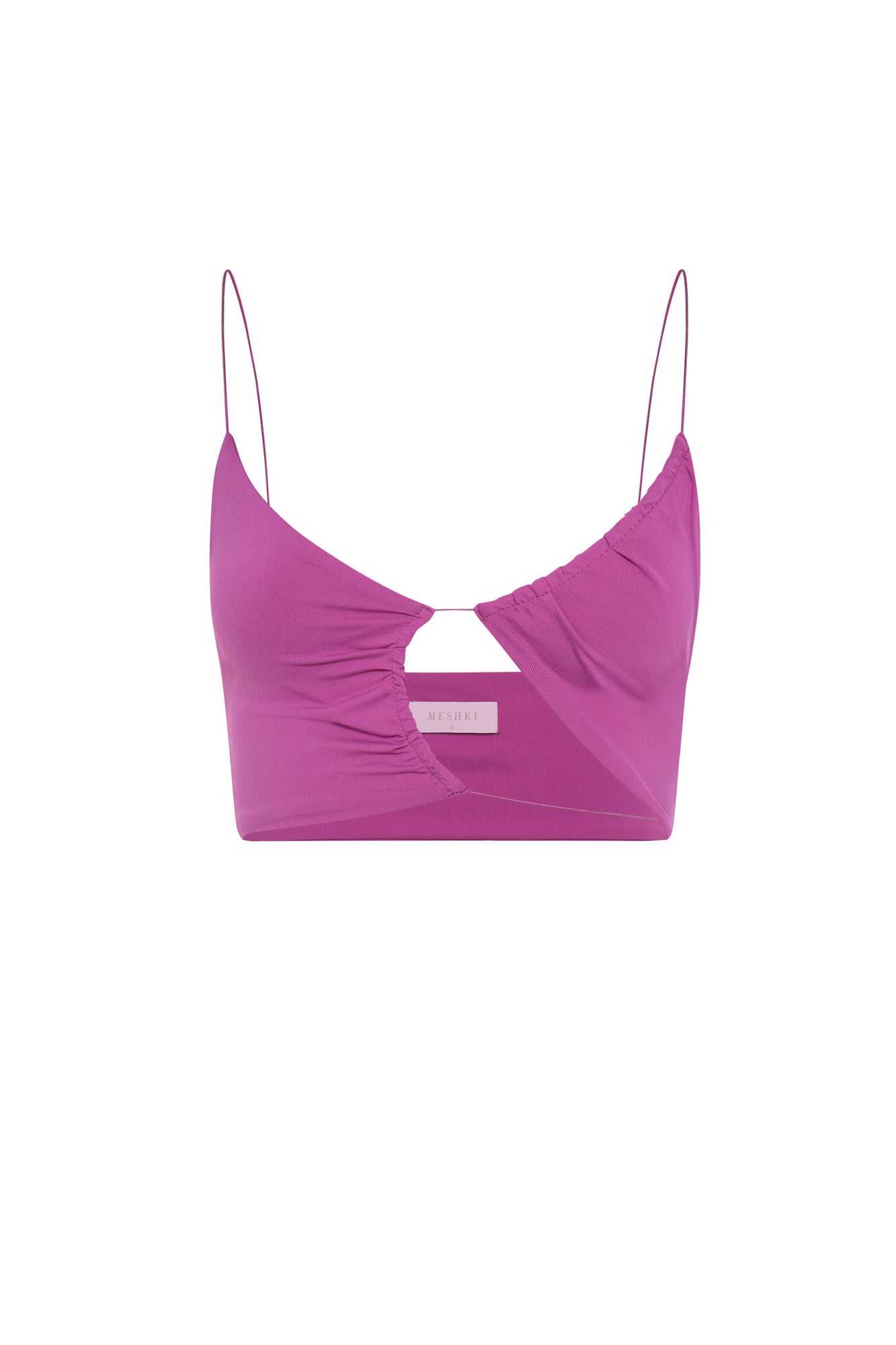 Levauro Montana Dantelli Kesik Crop Top - Mor