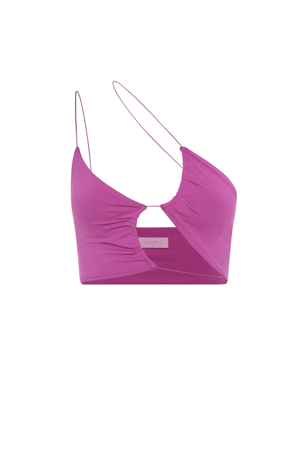 Levauro Montana Dantelli Kesik Crop Top - Mor