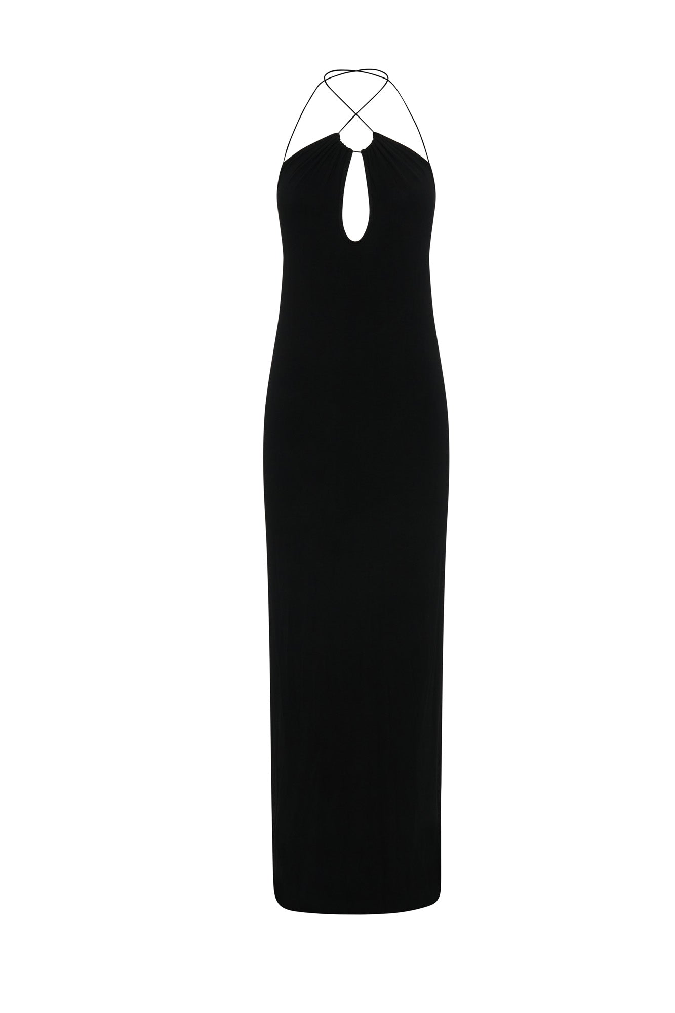Levauro Kirsty Strappy Yuvarlak Kesim Uzun Elbise - Siyah
