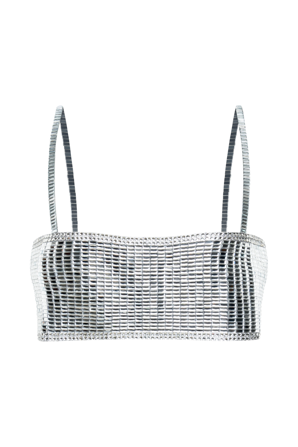 Levauro Miriam Aynalı Crop Top - Gümüş