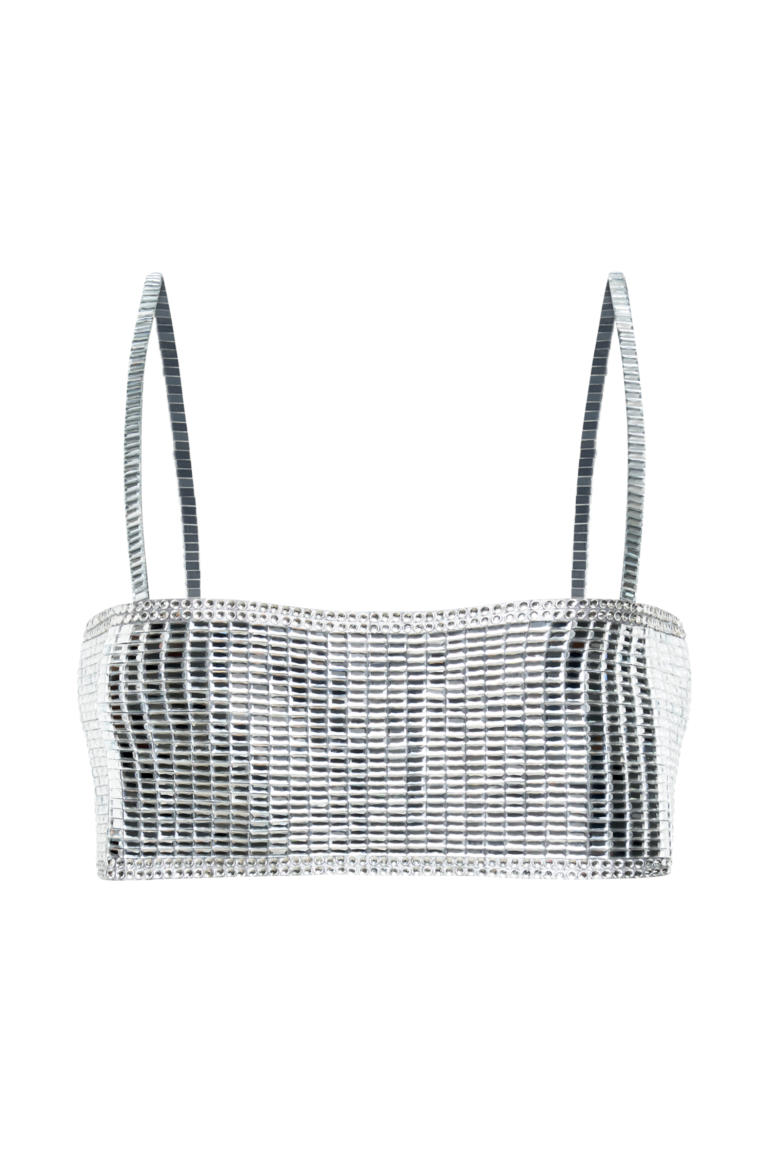 Levauro Miriam Aynalı Crop Top - Gümüş