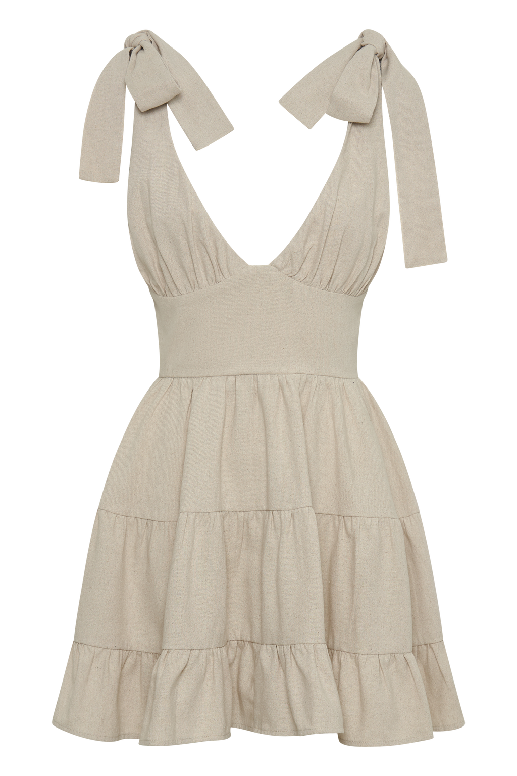 Levauro Aurelia Keten Mini Elbise - Naturel