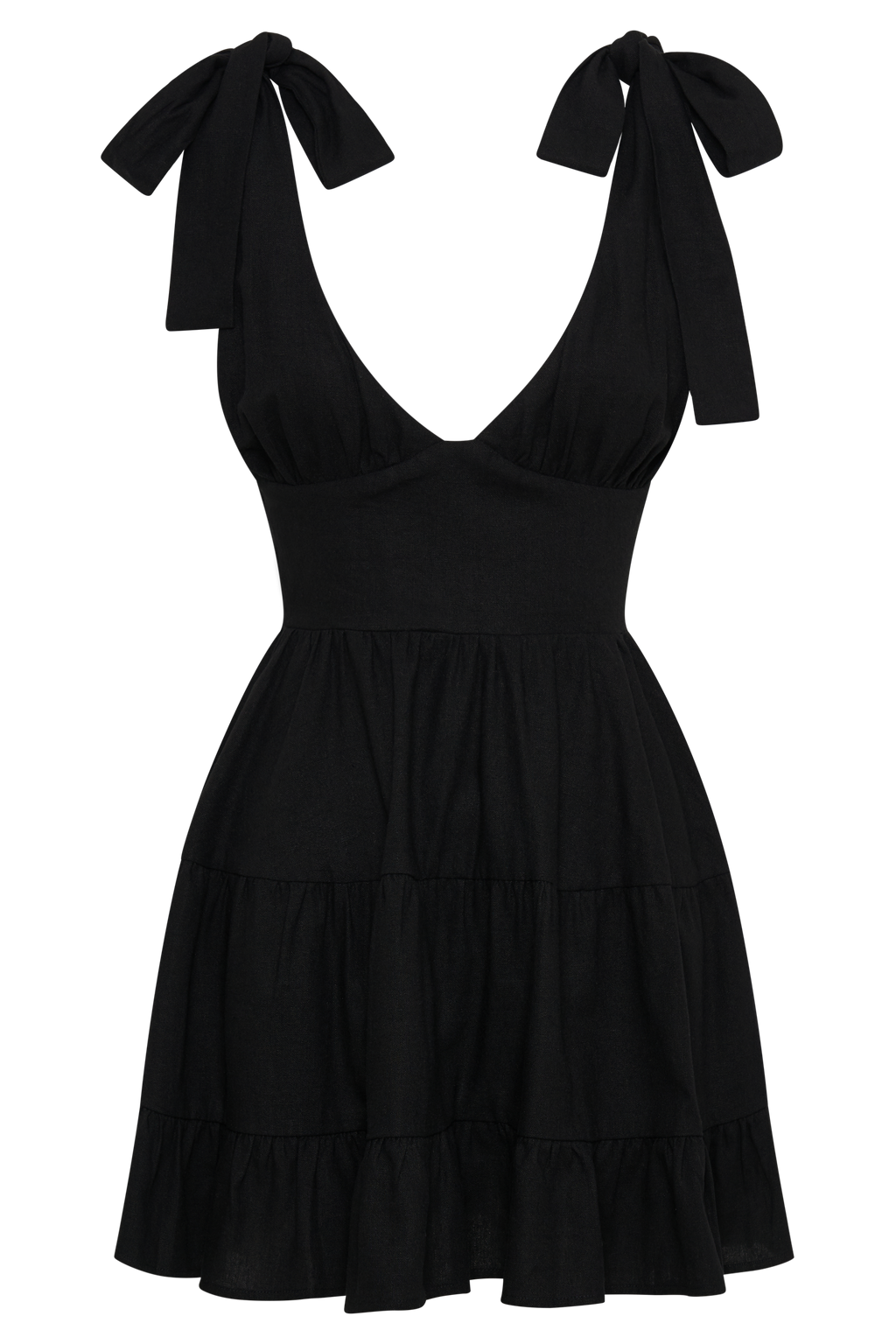 Levauro Aurelia Keten Mini Elbise - Siyah