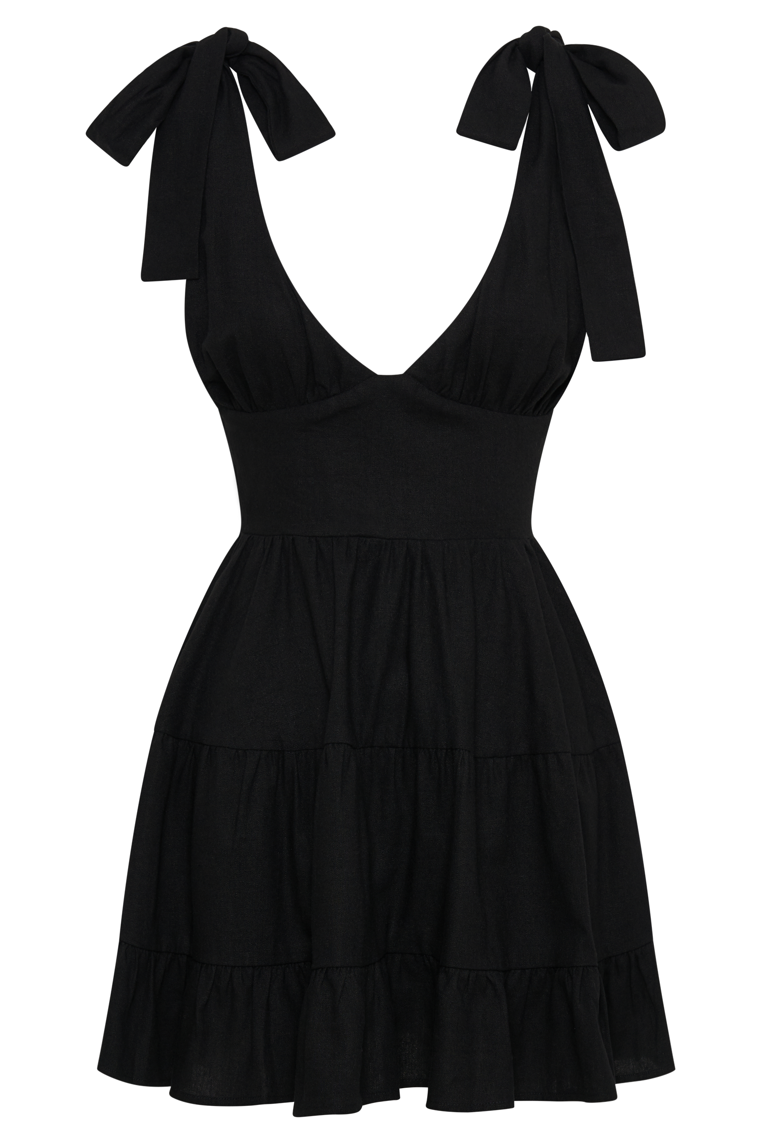 Levauro Aurelia Keten Mini Elbise - Siyah