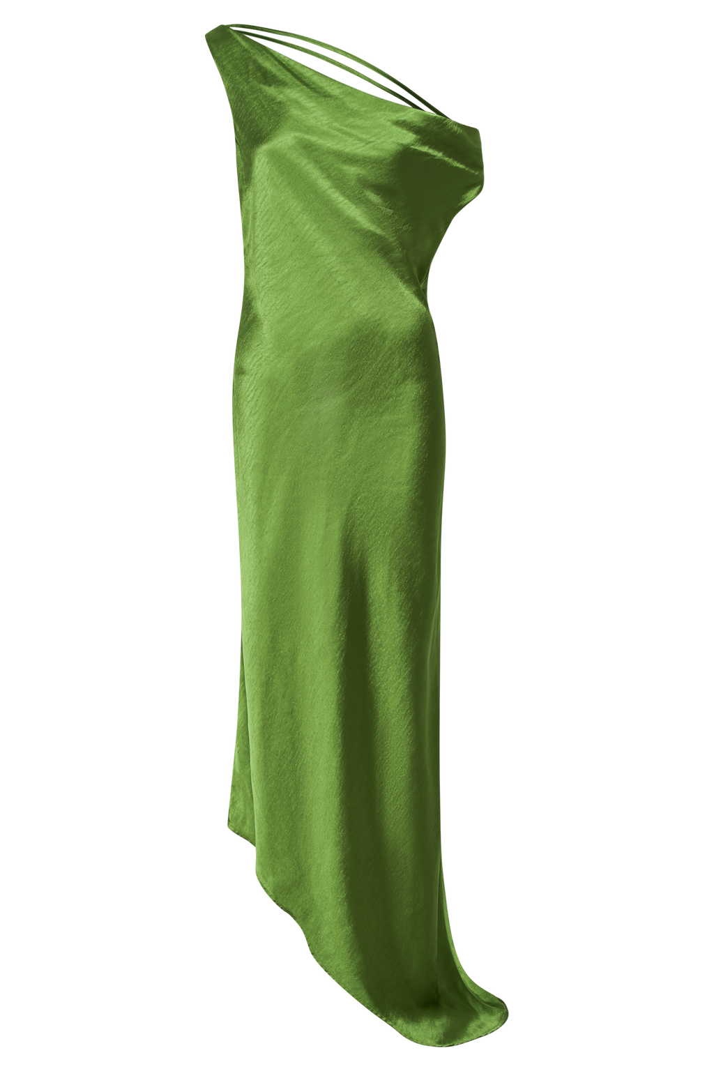 Levauro Asimetrik Kenarlı Yvette Slip Maxi Elbise - Zümrüt