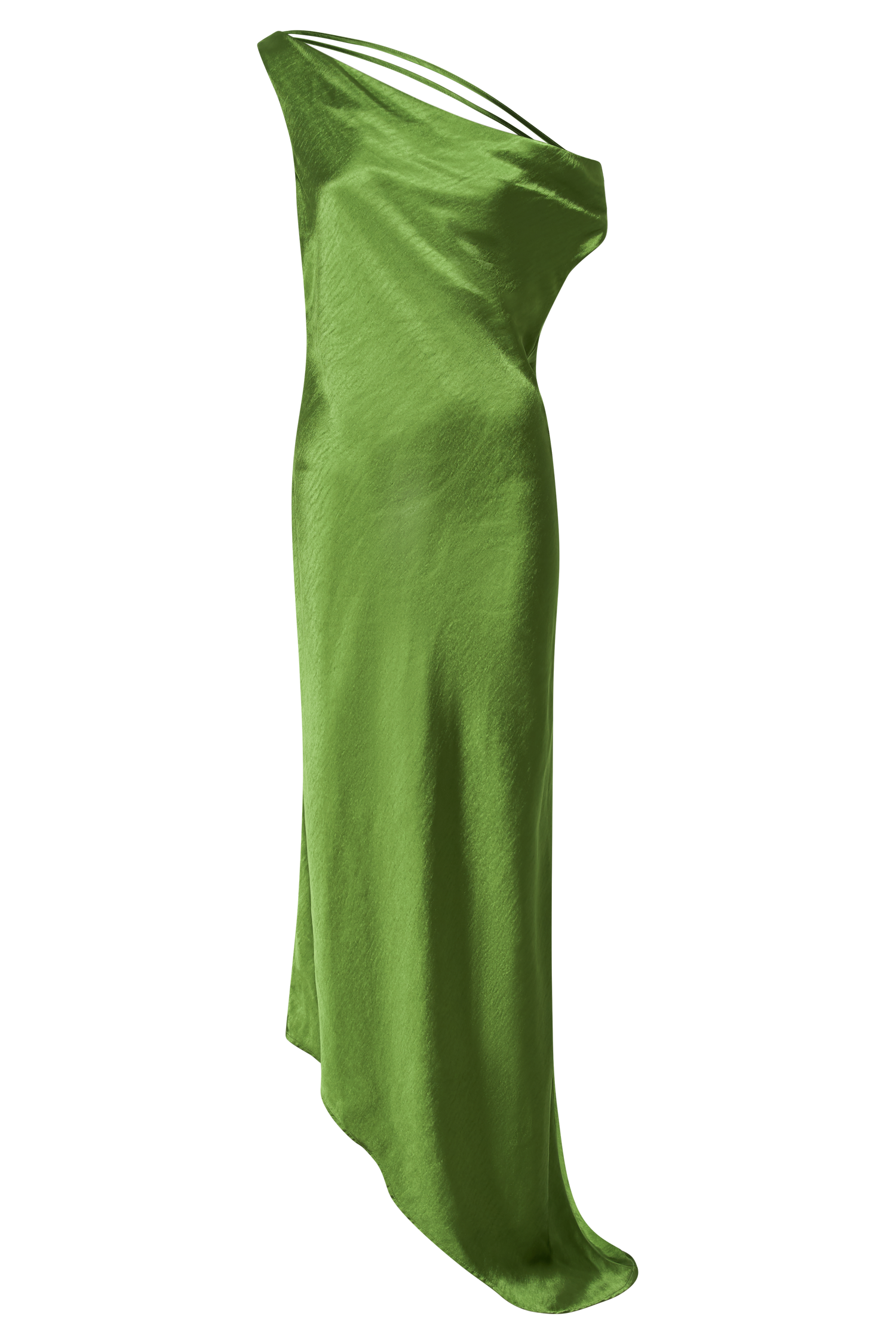 Levauro Asimetrik Kenarlı Yvette Slip Maxi Elbise - Zümrüt
