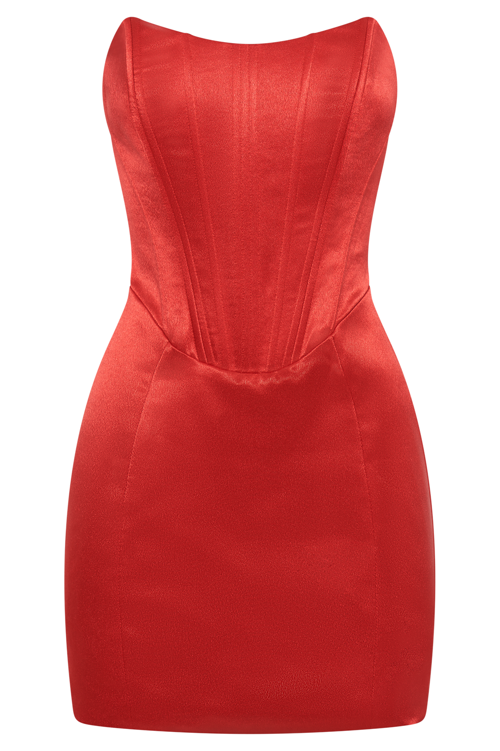 Levauro Sariah Saten Korse Mini Elbise - Kırmızı