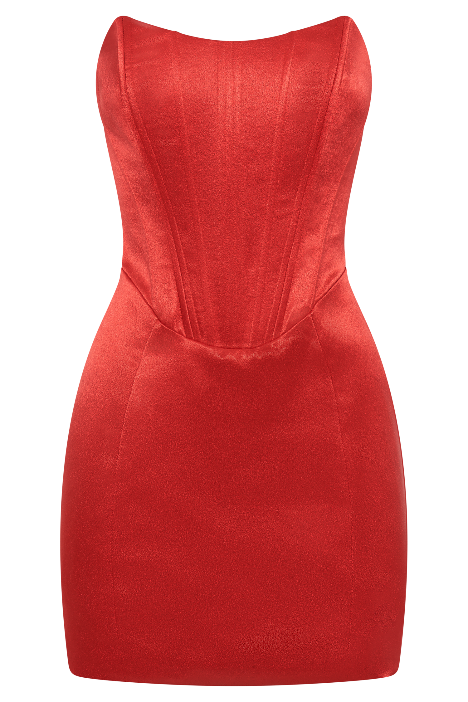 Levauro Sariah Saten Korse Mini Elbise - Kırmızı